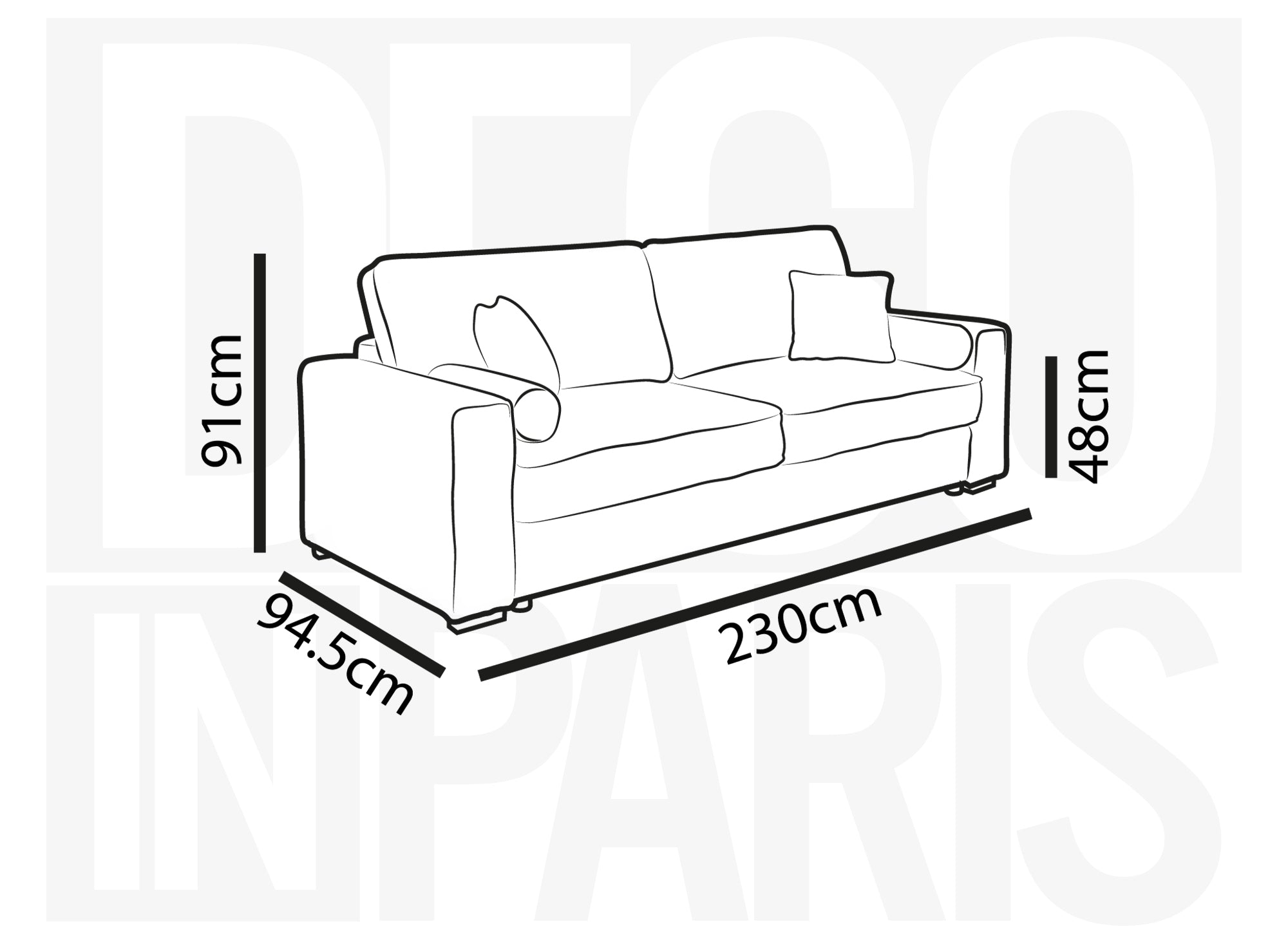 ALINE 3-Sitzer-Schlafsofa aus grauem Cord