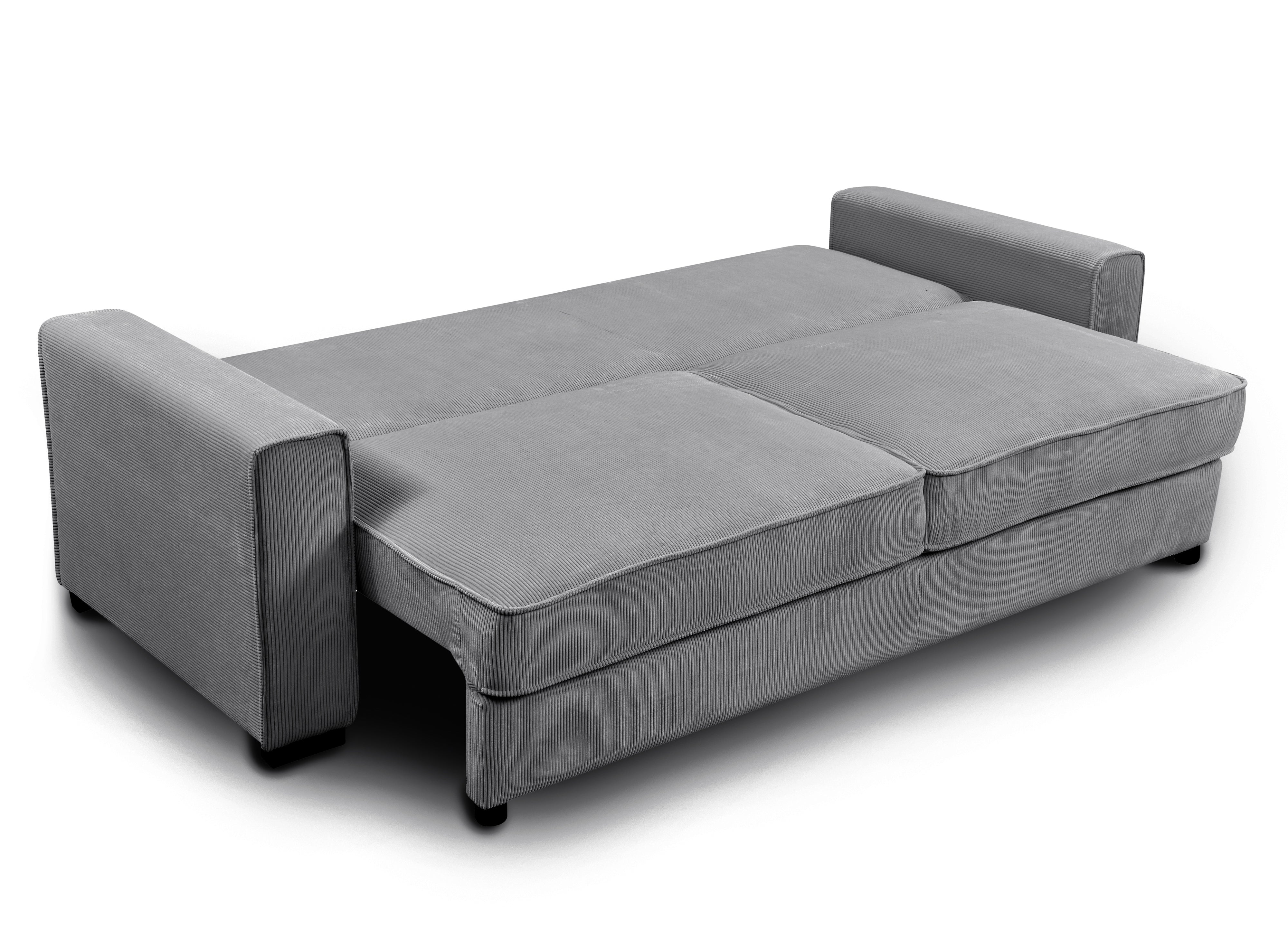 ALINE 3-Sitzer-Schlafsofa aus grauem Cord