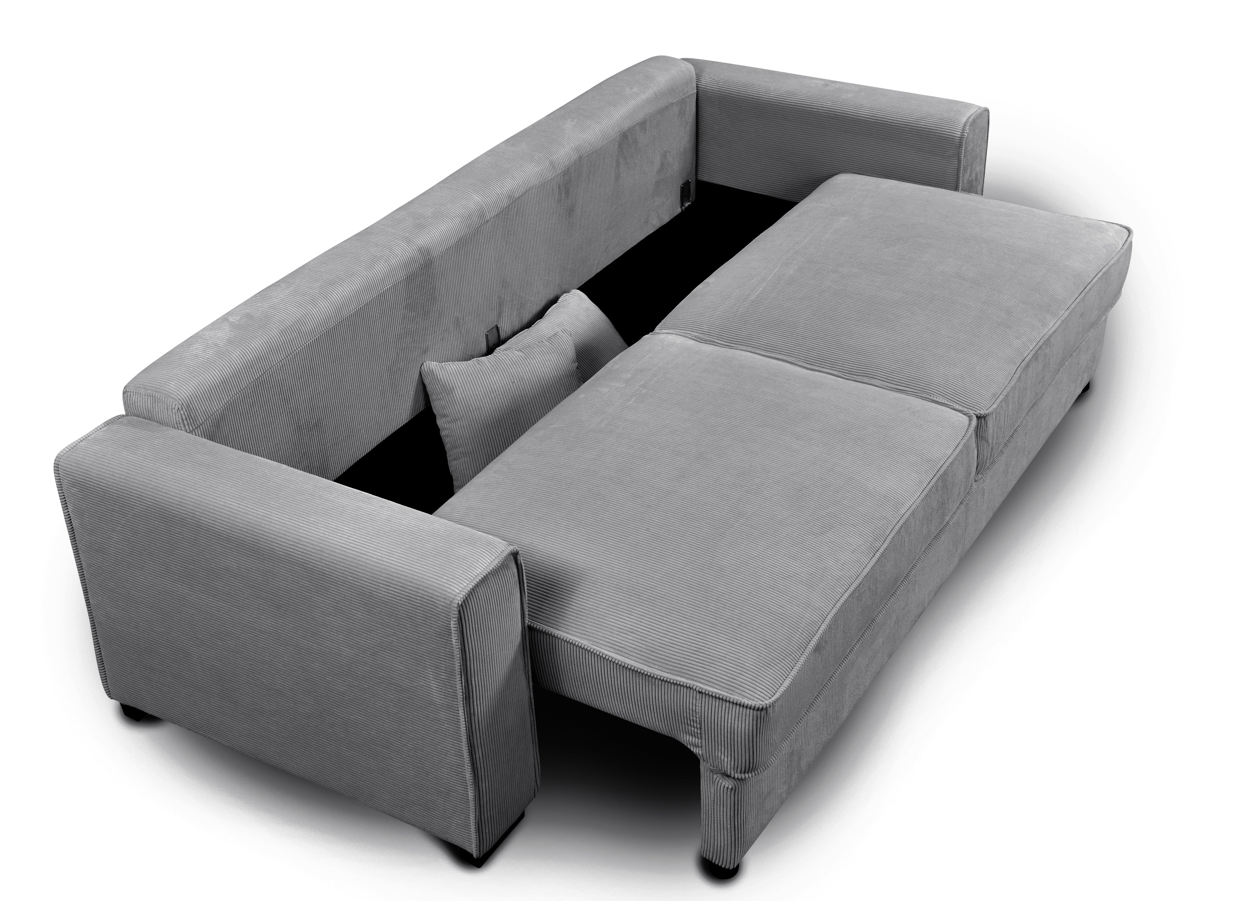 ALINE 3-Sitzer-Schlafsofa aus grauem Cord