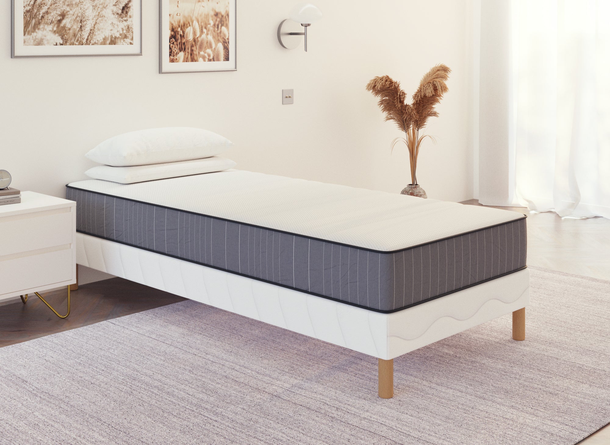 Set 90x190 Boxspring + 20 cm Schaumstoffmatratze - AWAN