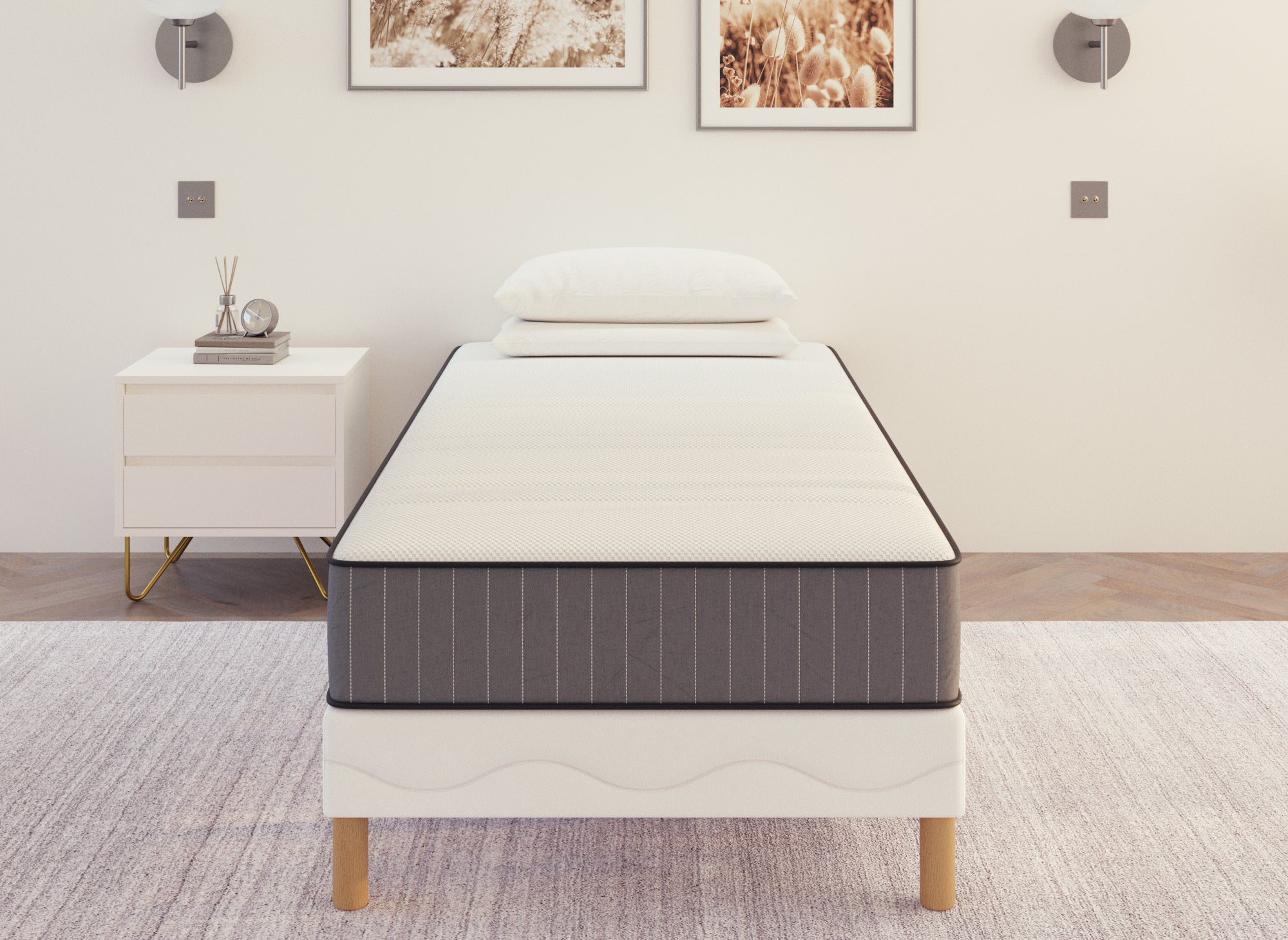 Set 90x190 Boxspring + 20 cm Schaumstoffmatratze - AWAN