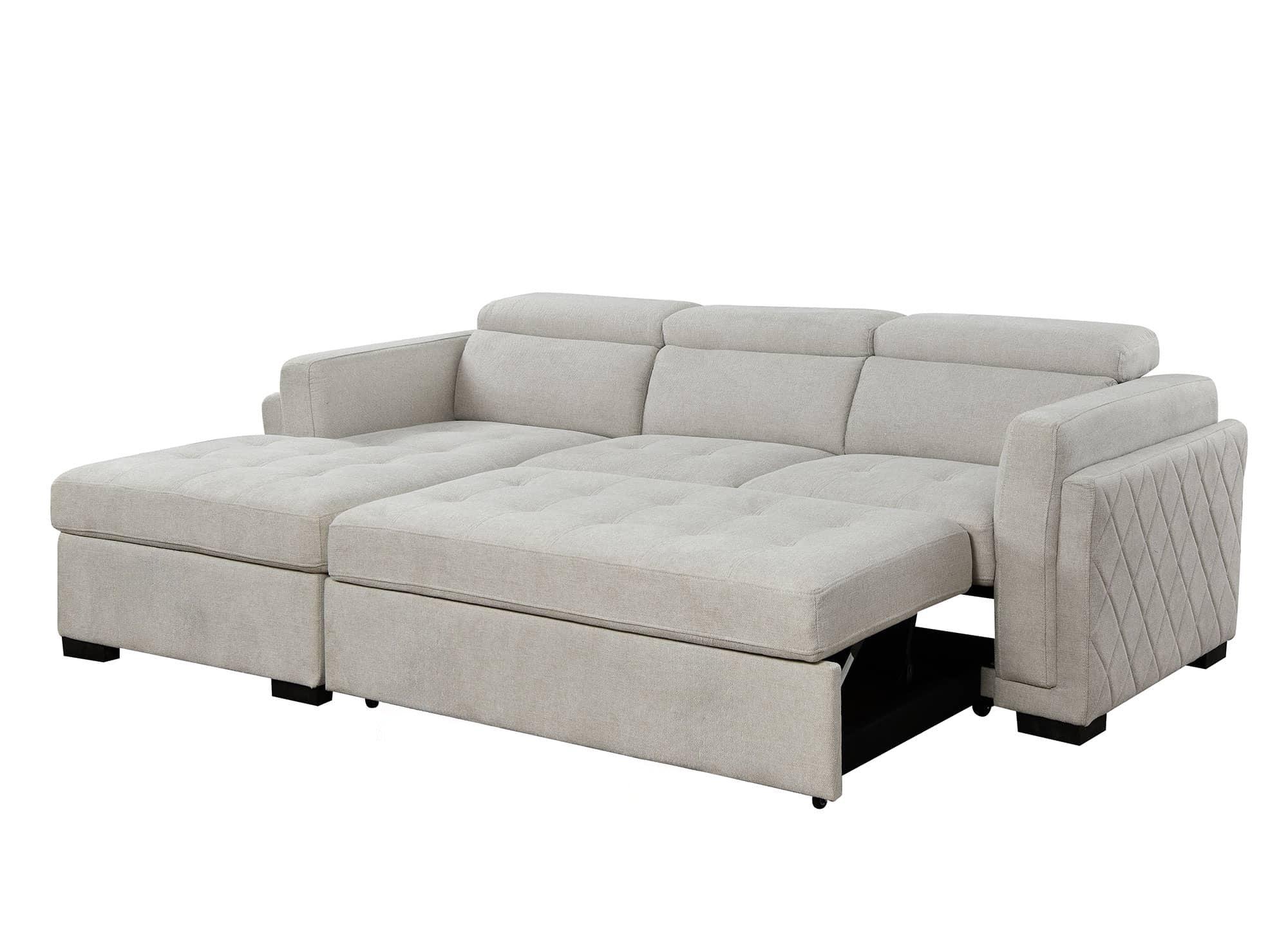 CHANDLER Ecksofa aus beigefarbenem Stoff – Linke Ecke