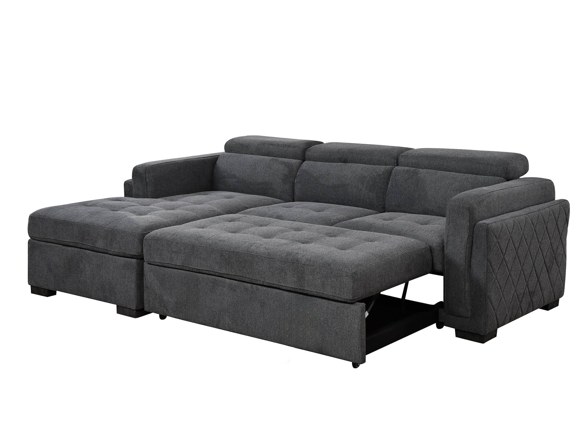 CHANDLER Ecksofa, Stoff, Dunkelgrau, linke Ecke