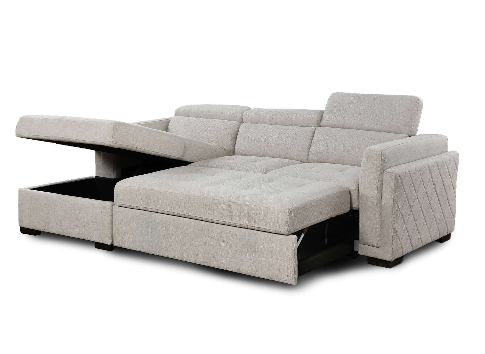 CHANDLER Ecksofa aus beigefarbenem Stoff – Linke Ecke