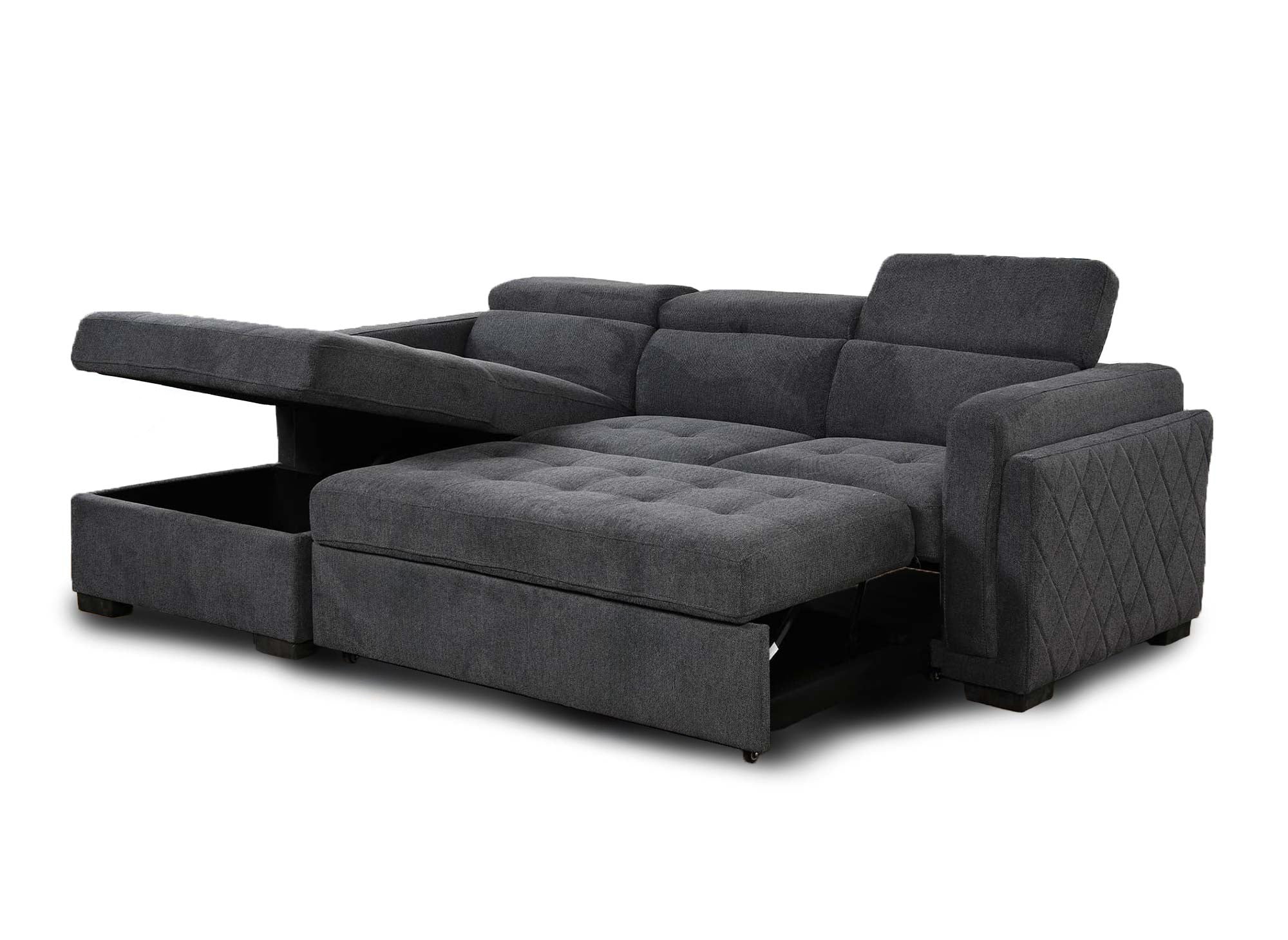CHANDLER Ecksofa, Stoff, Dunkelgrau, linke Ecke