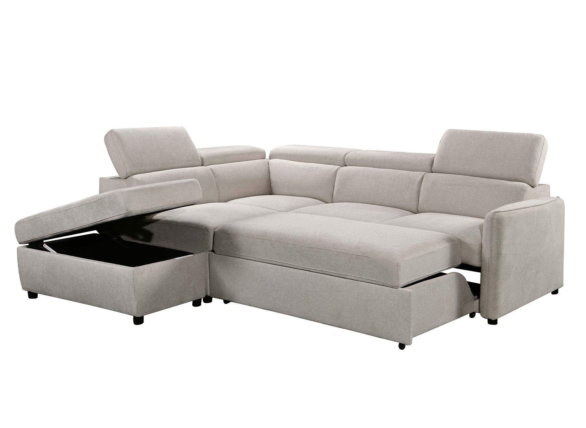 NAIROBI Ecksofa aus beigefarbenem Stoff – Linke Ecke