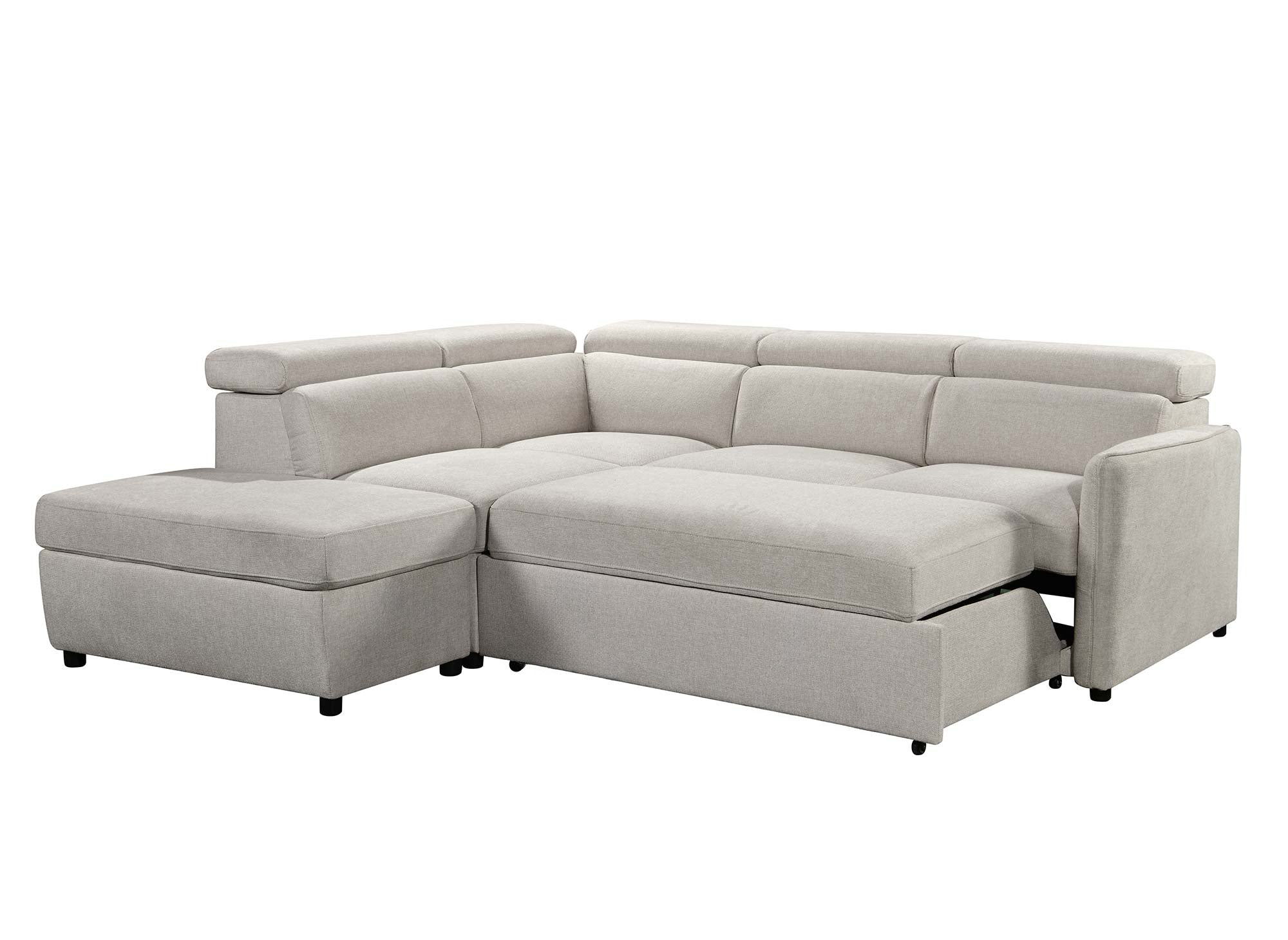 NAIROBI Ecksofa aus beigefarbenem Stoff – Linke Ecke