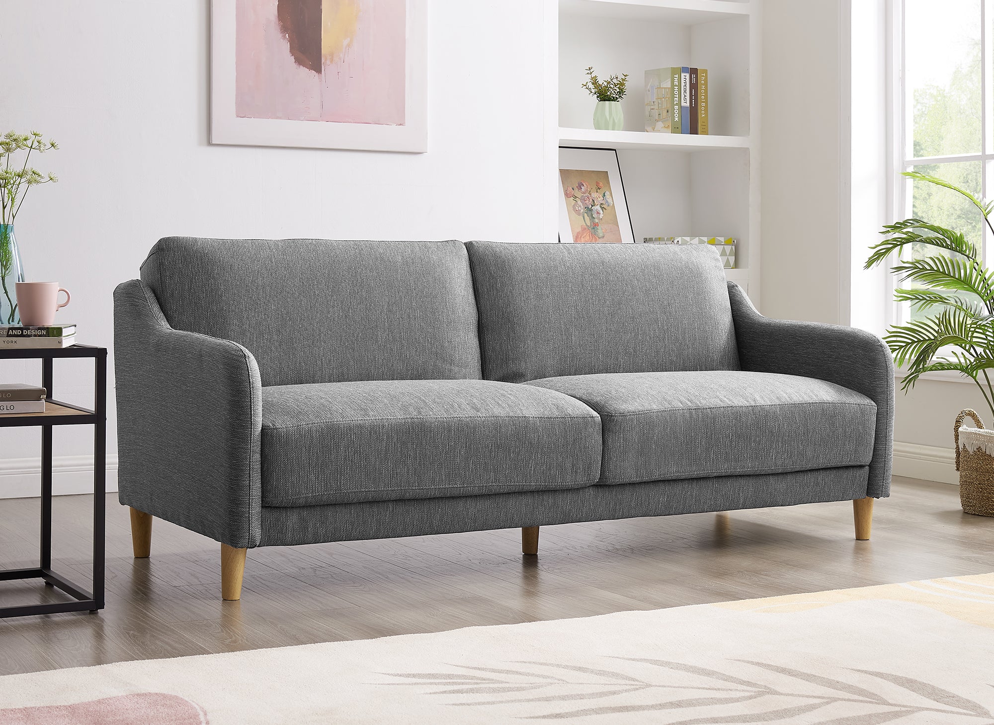 MARLON 3-Sitzer-Schlafsofa aus dunkelgrauem Stoff