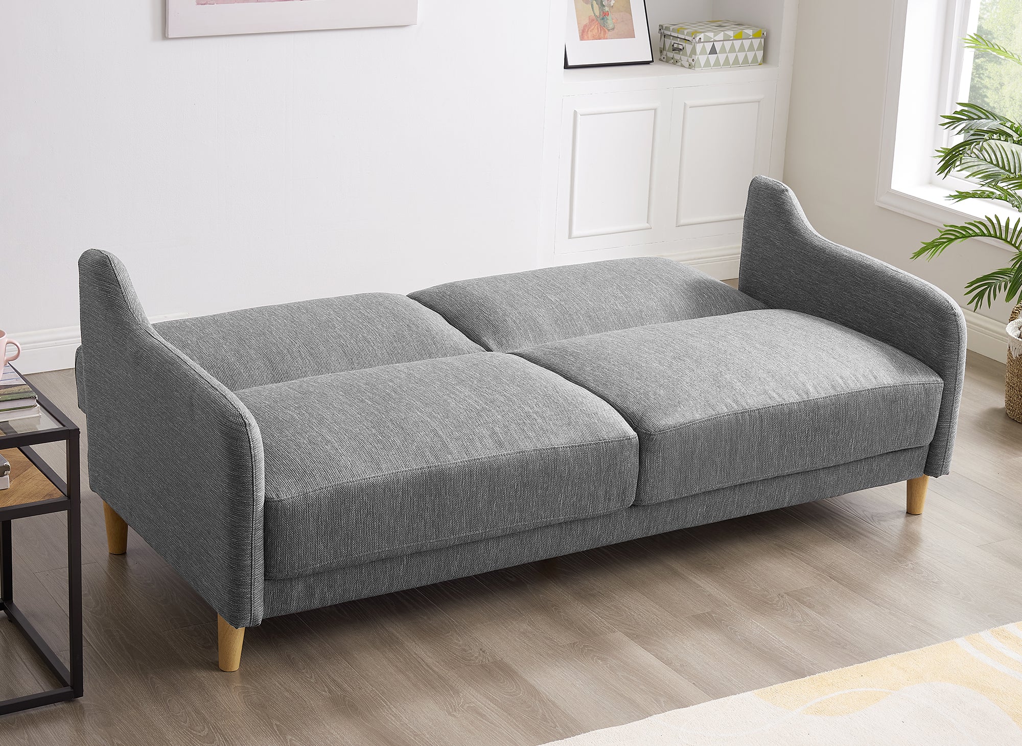 MARLON 3-Sitzer-Schlafsofa aus dunkelgrauem Stoff