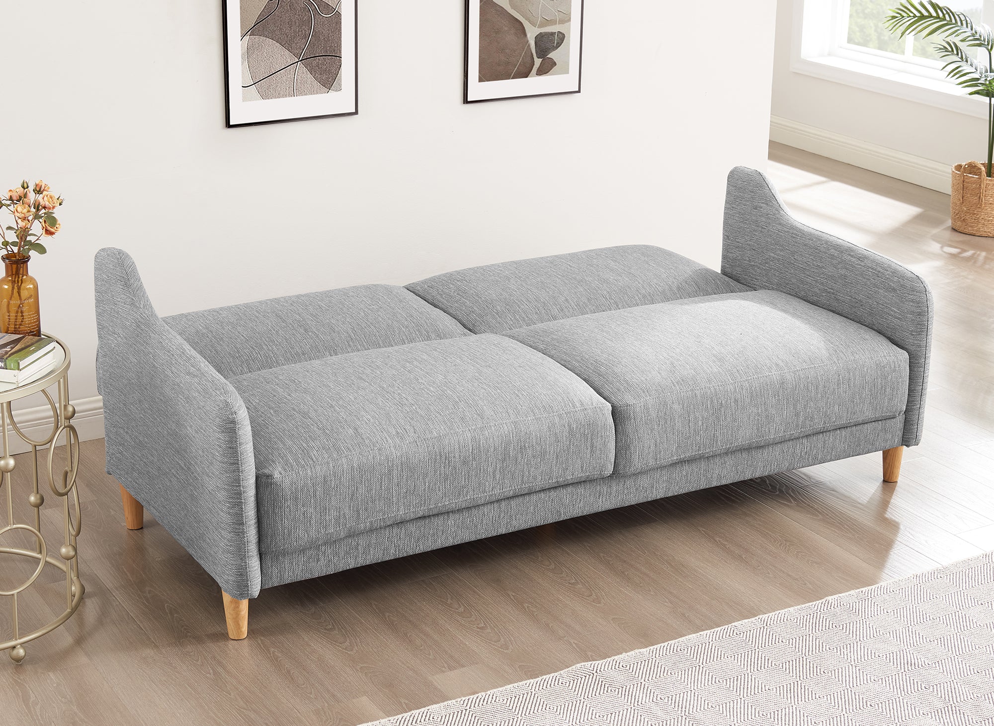 MARLON 3-Sitzer-Schlafsofa in hellgrauem Stoff