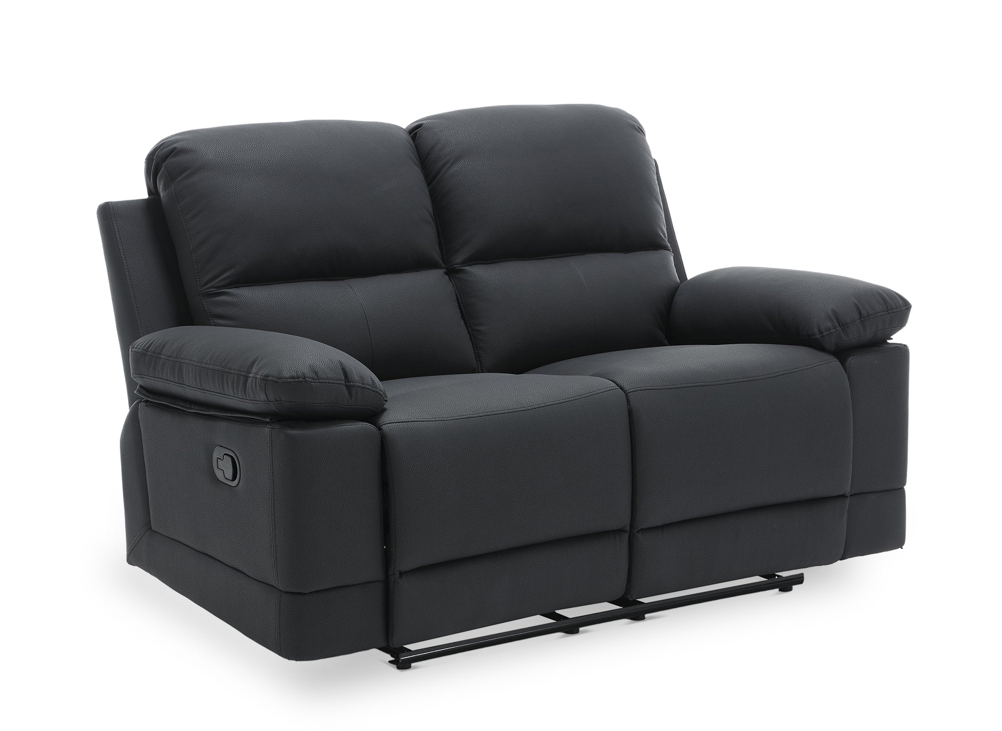 DANY 2-Sitzer-Relaxsofa mit manueller Steuerung aus schwarzem Kunstleder