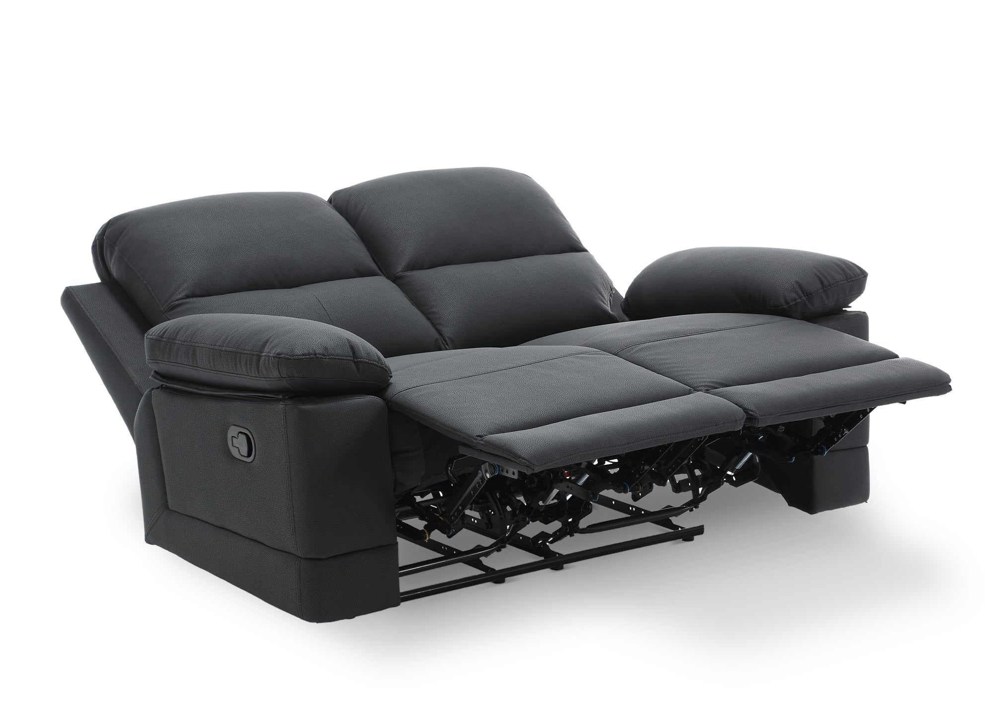 DANY 2-Sitzer-Relaxsofa mit manueller Steuerung aus schwarzem Kunstleder