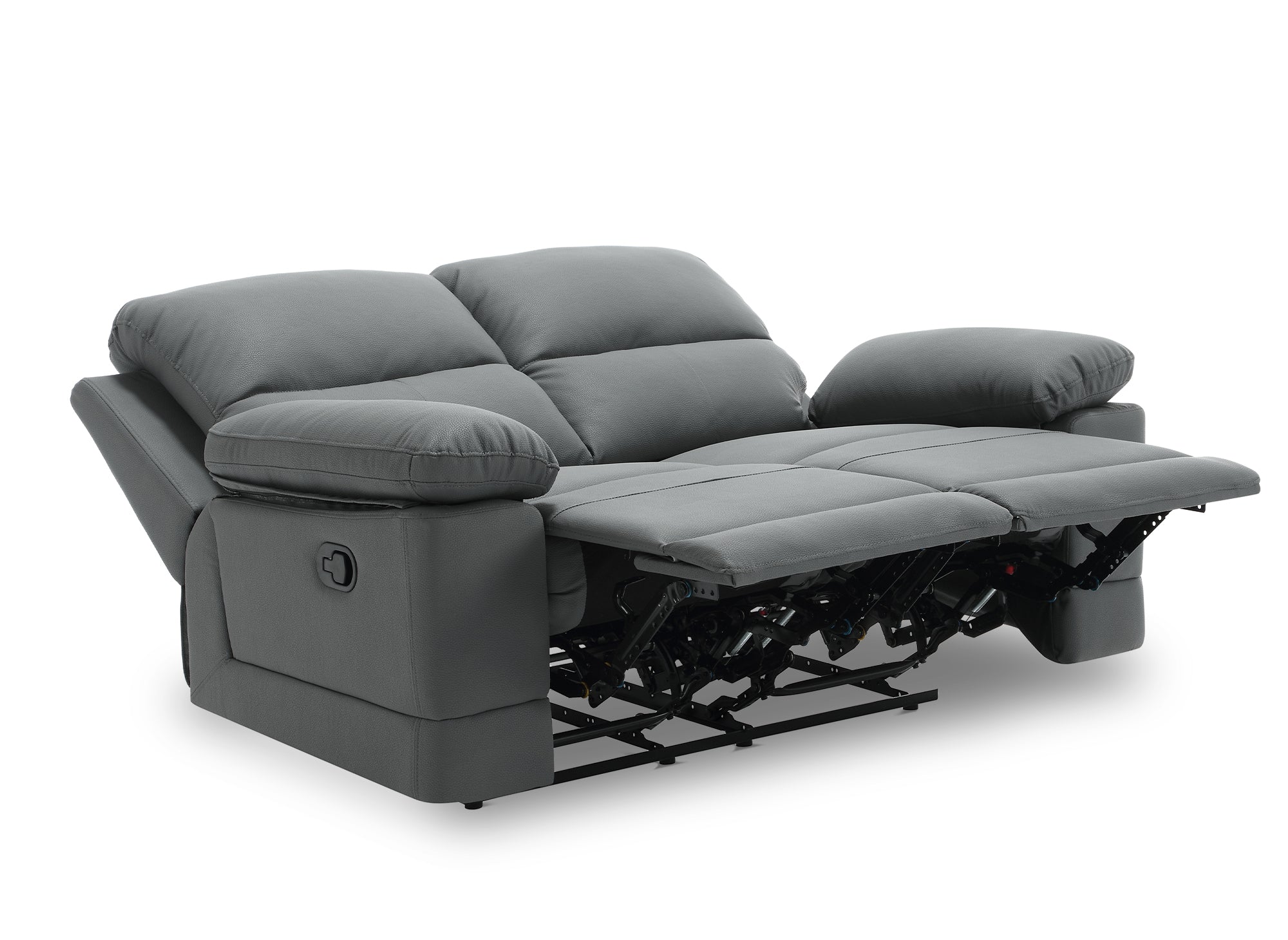 DANY 2-Sitzer-Relaxsofa mit manueller Steuerung aus dunkelgrauem Kunstleder