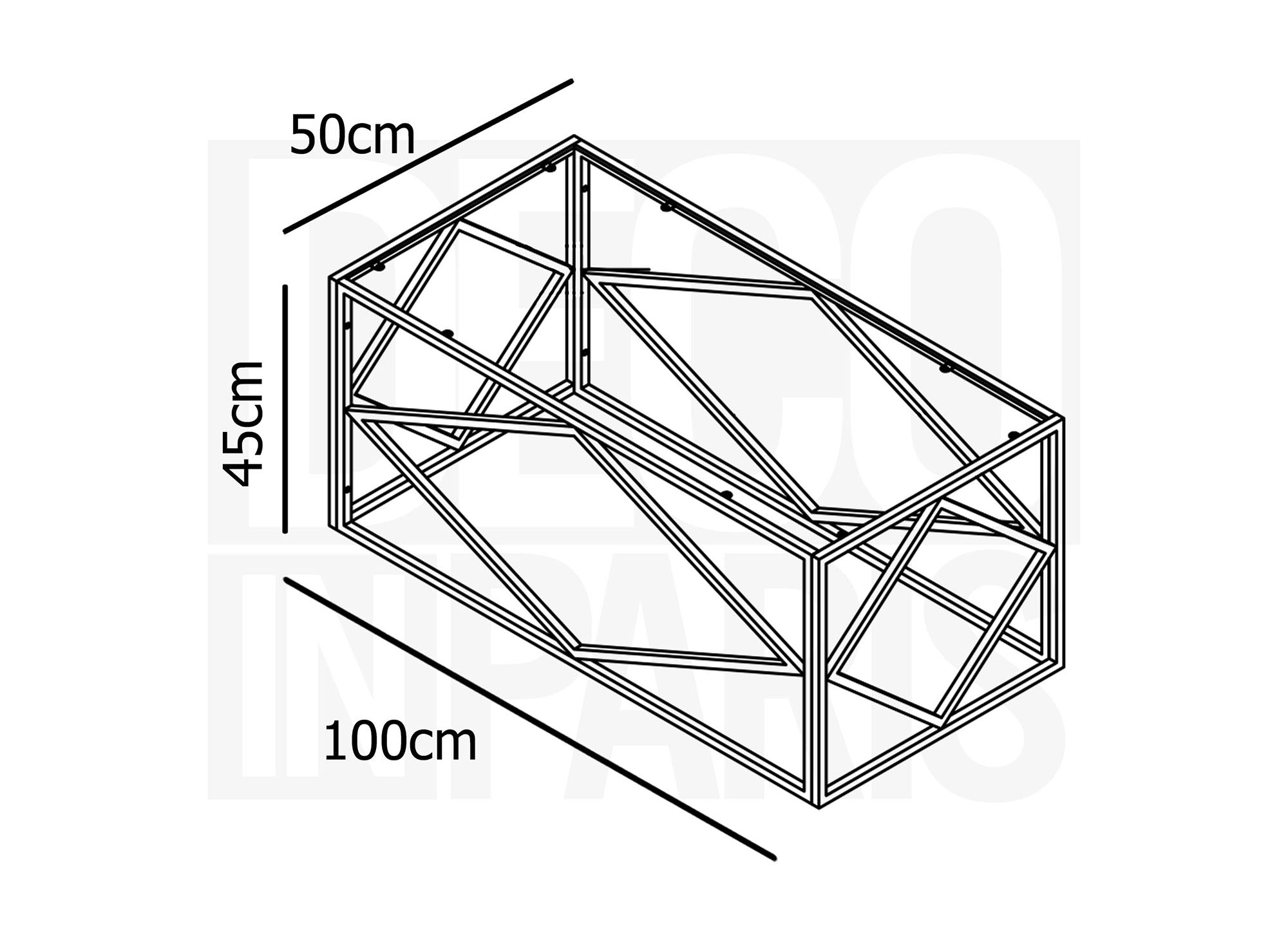Rechteckiger Designer-Couchtisch ELIO aus Glas und Metall