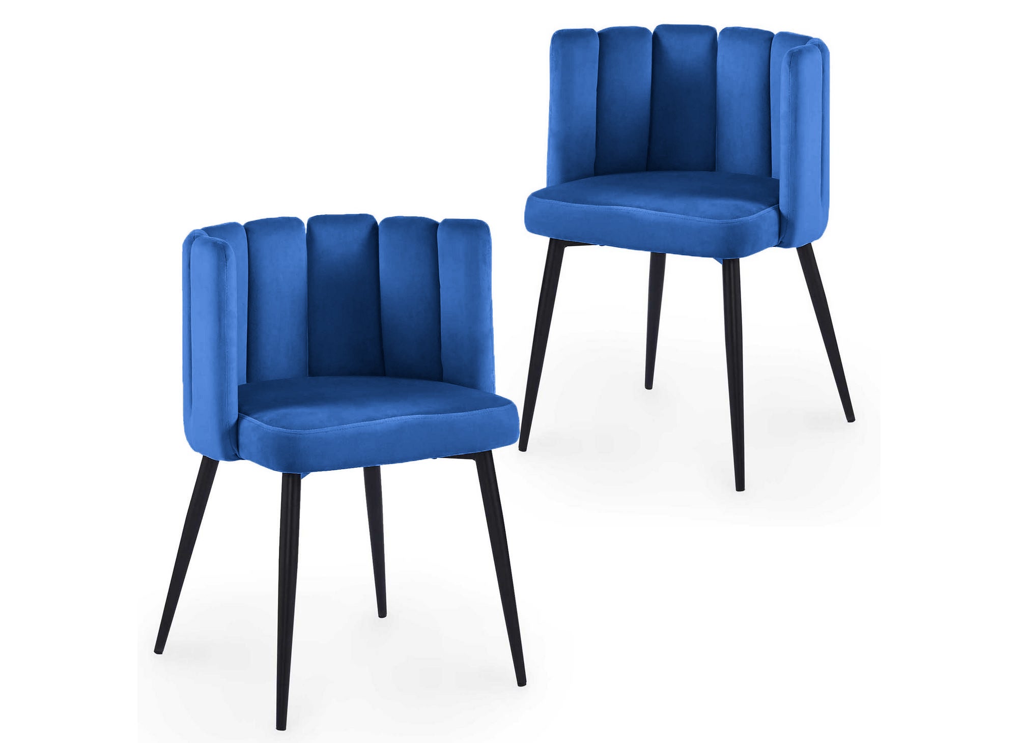 2er-Set DEBBY Designer-Stühle aus blauem Samt