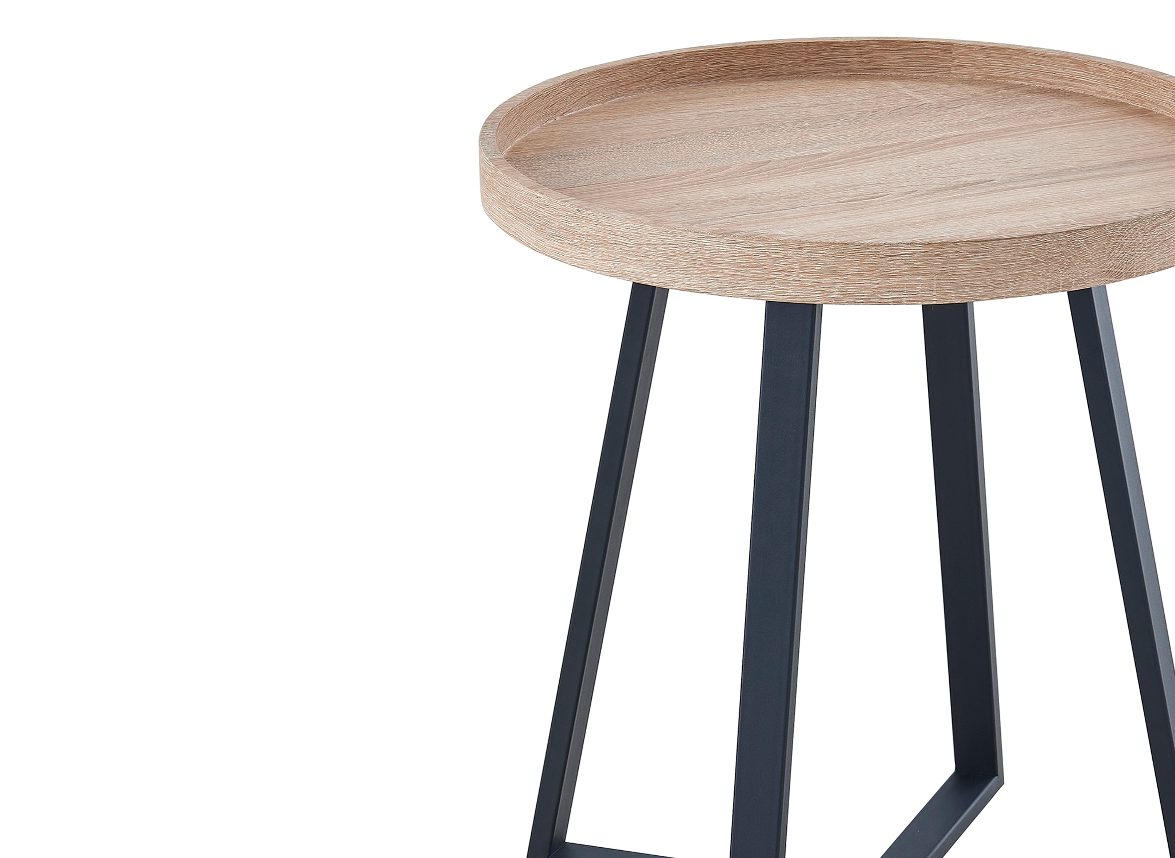 BRIYA runder Beistelltisch aus Holz mit schwarzen Metallbeinen