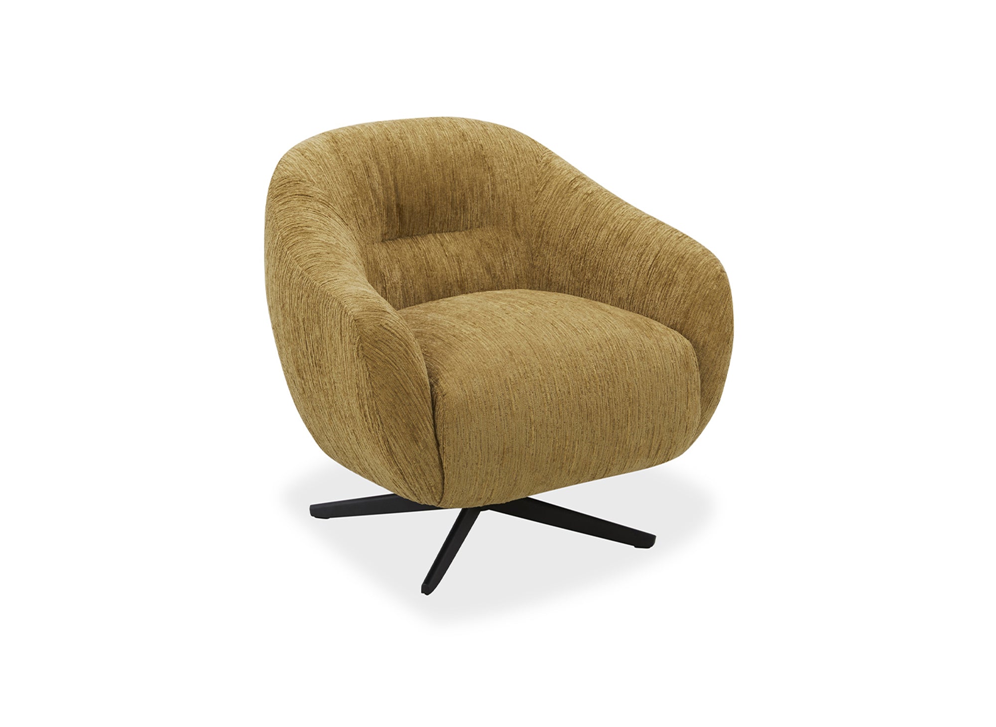 ALEZIO Drehsessel aus senfgelb meliertem Samt