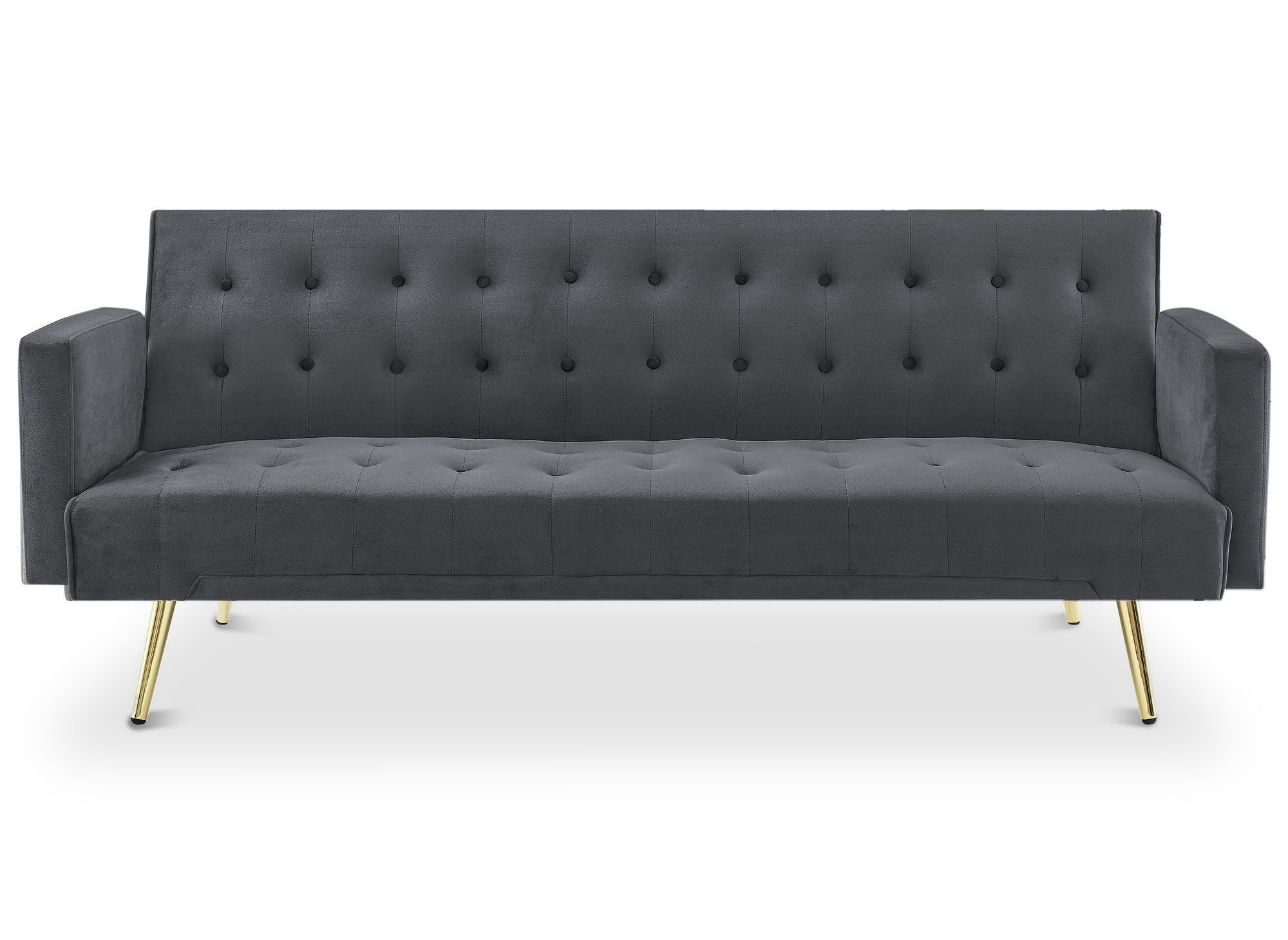 CHICAGO dunkelgraues Samtschlafsofa mit goldenen Metallbeinen