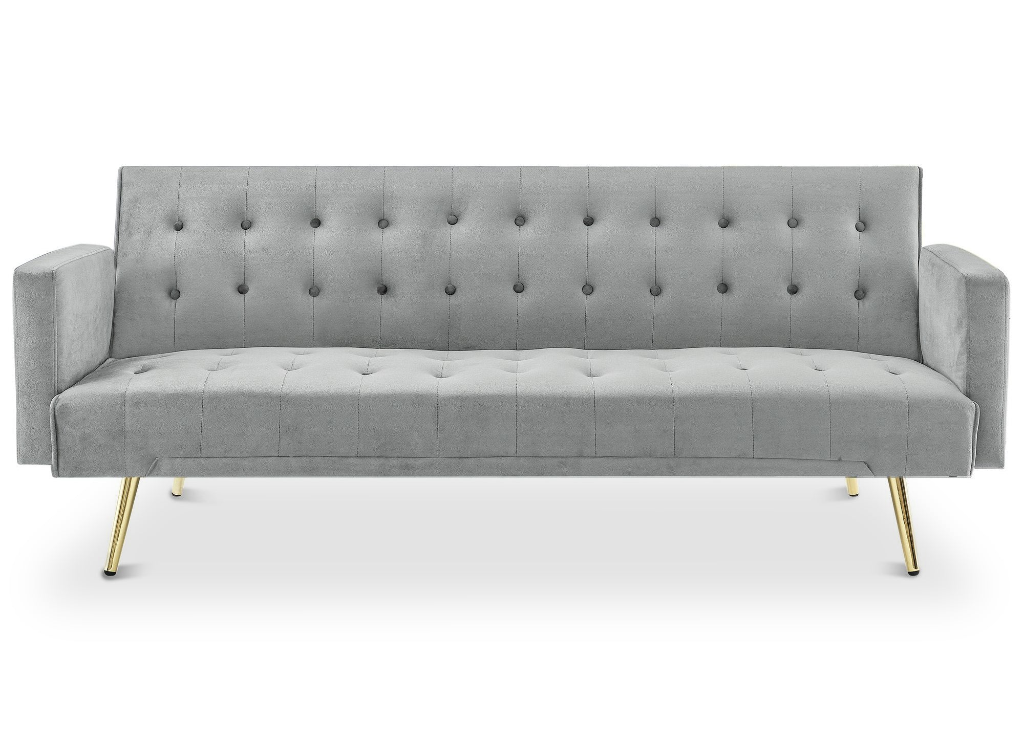 CHICAGO Schlafsofa aus grauem Samt mit goldenen Metallbeinen