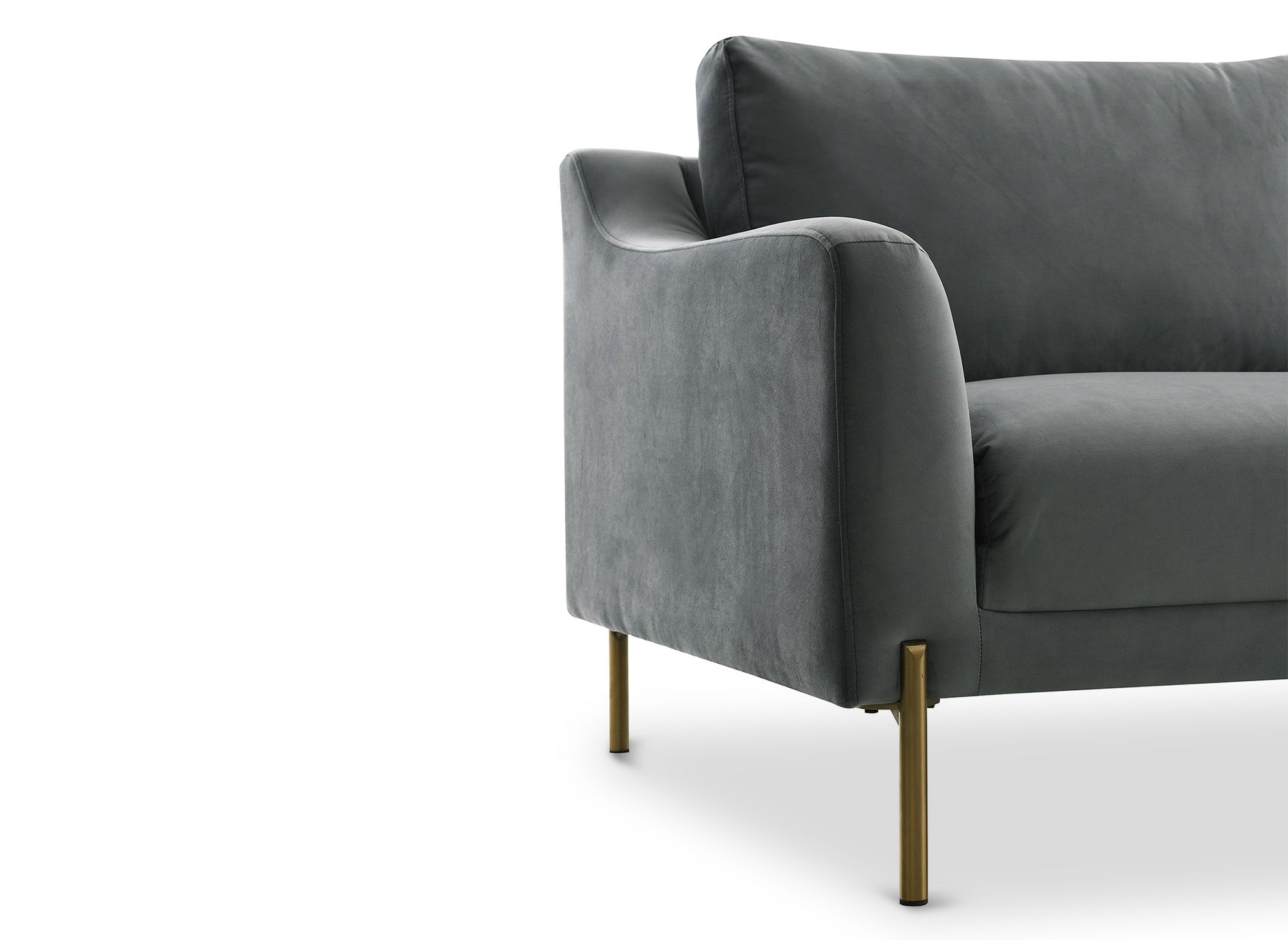 CELINE Ecksofa aus grauem Samt mit Chaiselongue – Linke Ecke