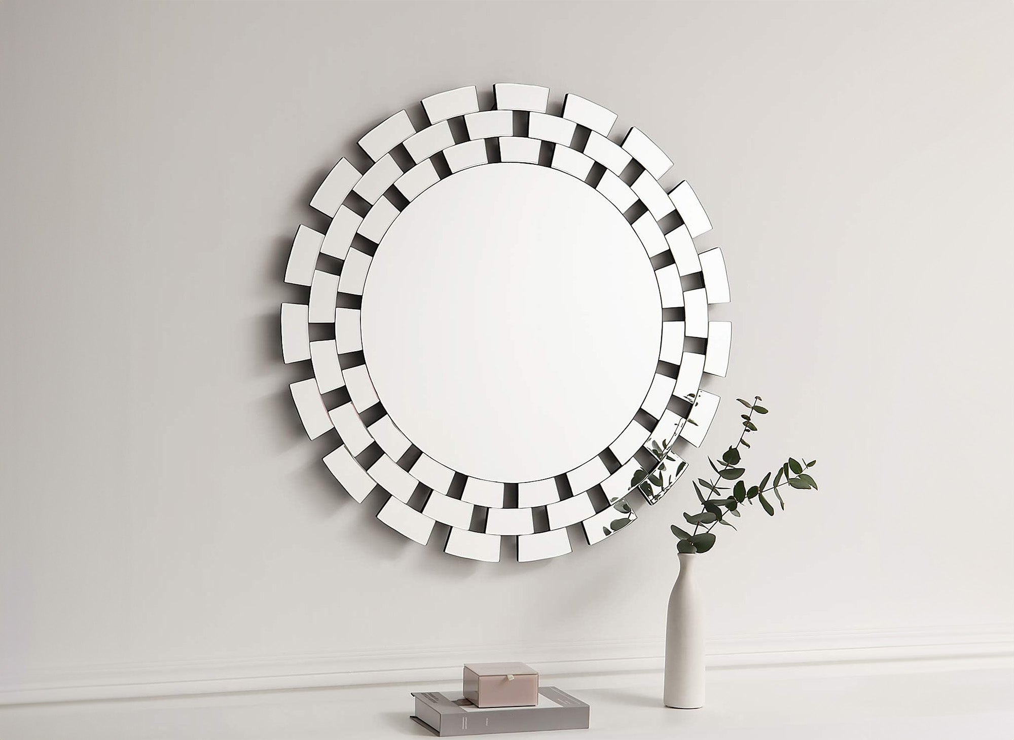 ALBA 90 cm silberner runder Wandspiegel