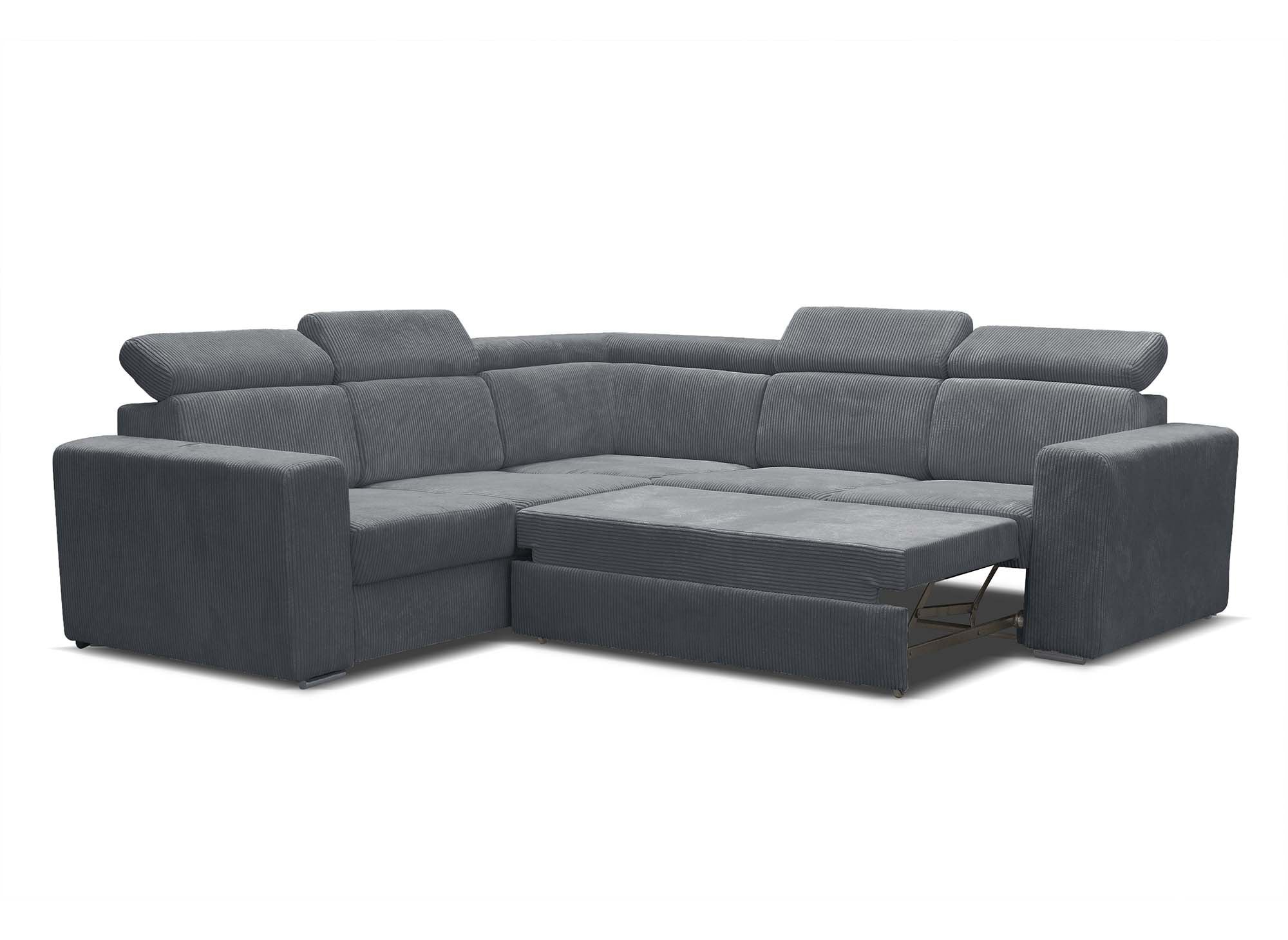 MERYL Ecksofa aus dunkelgrauem Cord, umwandelbar und wendbar