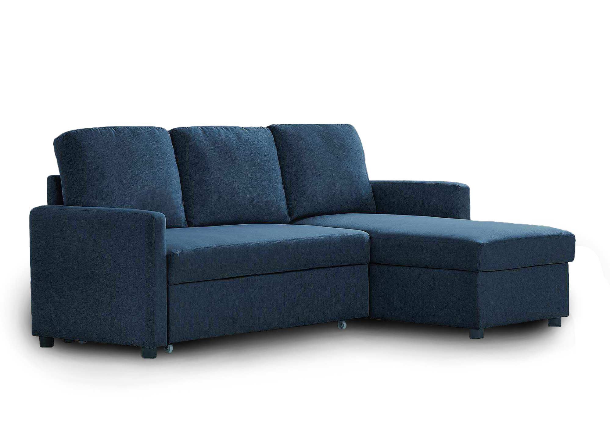 ADAM Wende-Ecksofa aus blauem Stoff mit Aufbewahrungsbox