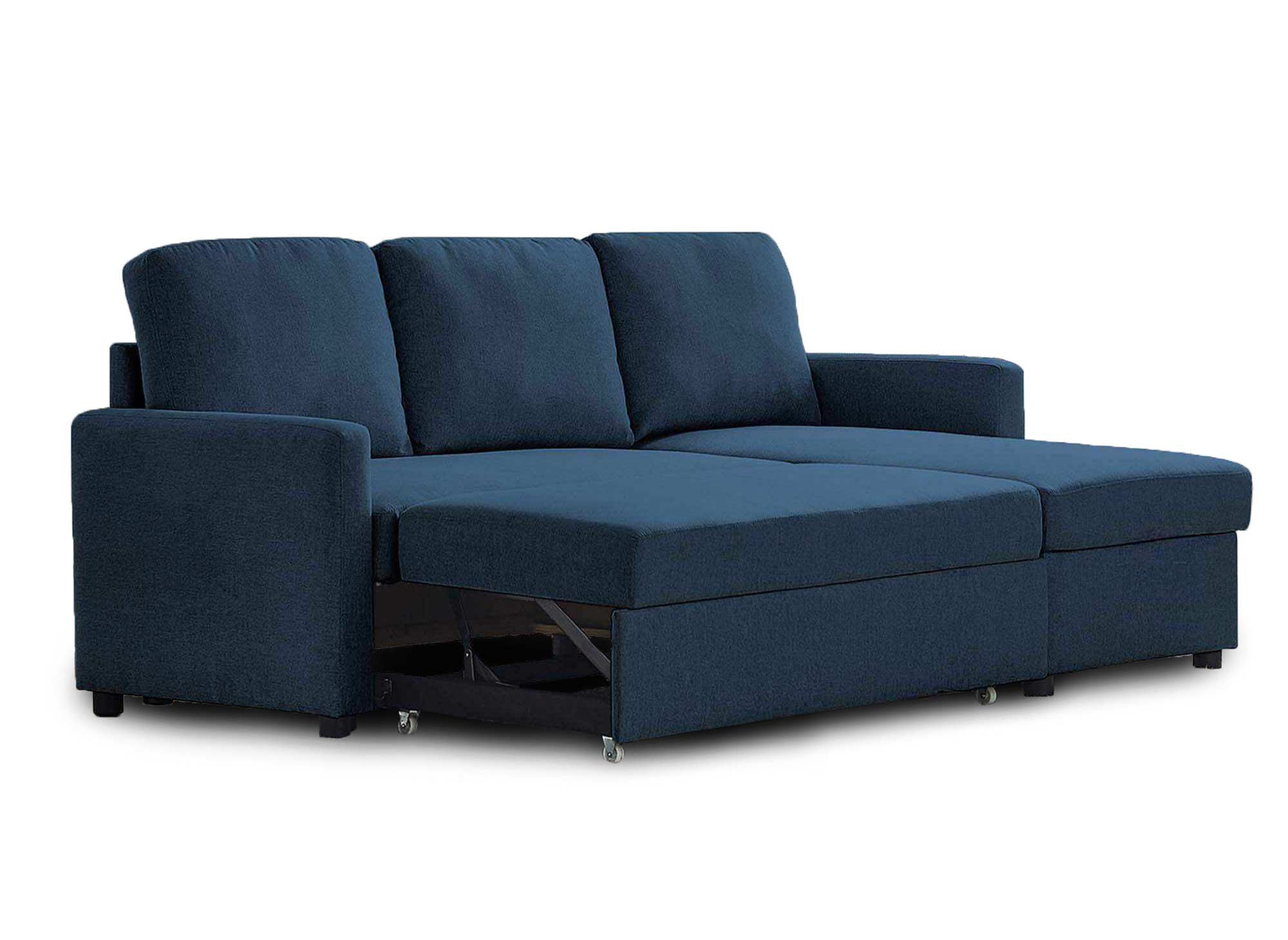 ADAM Wende-Ecksofa aus blauem Stoff mit Aufbewahrungsbox