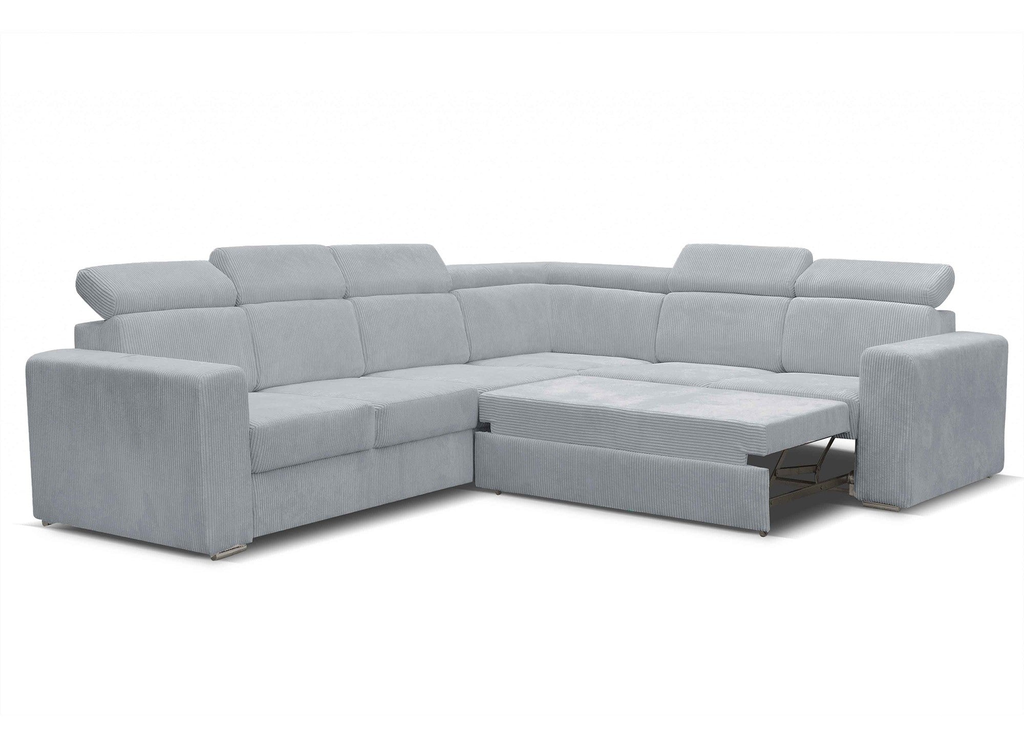 MERYL XL Ecksofa aus hellgrauem Cord, umwandelbar und wendbar