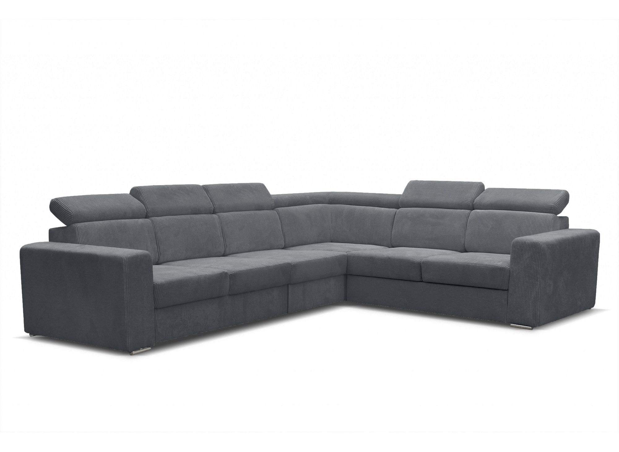MERYL XL dunkelgraues Cord-Ecksofa zum Umwandeln und Wenden
