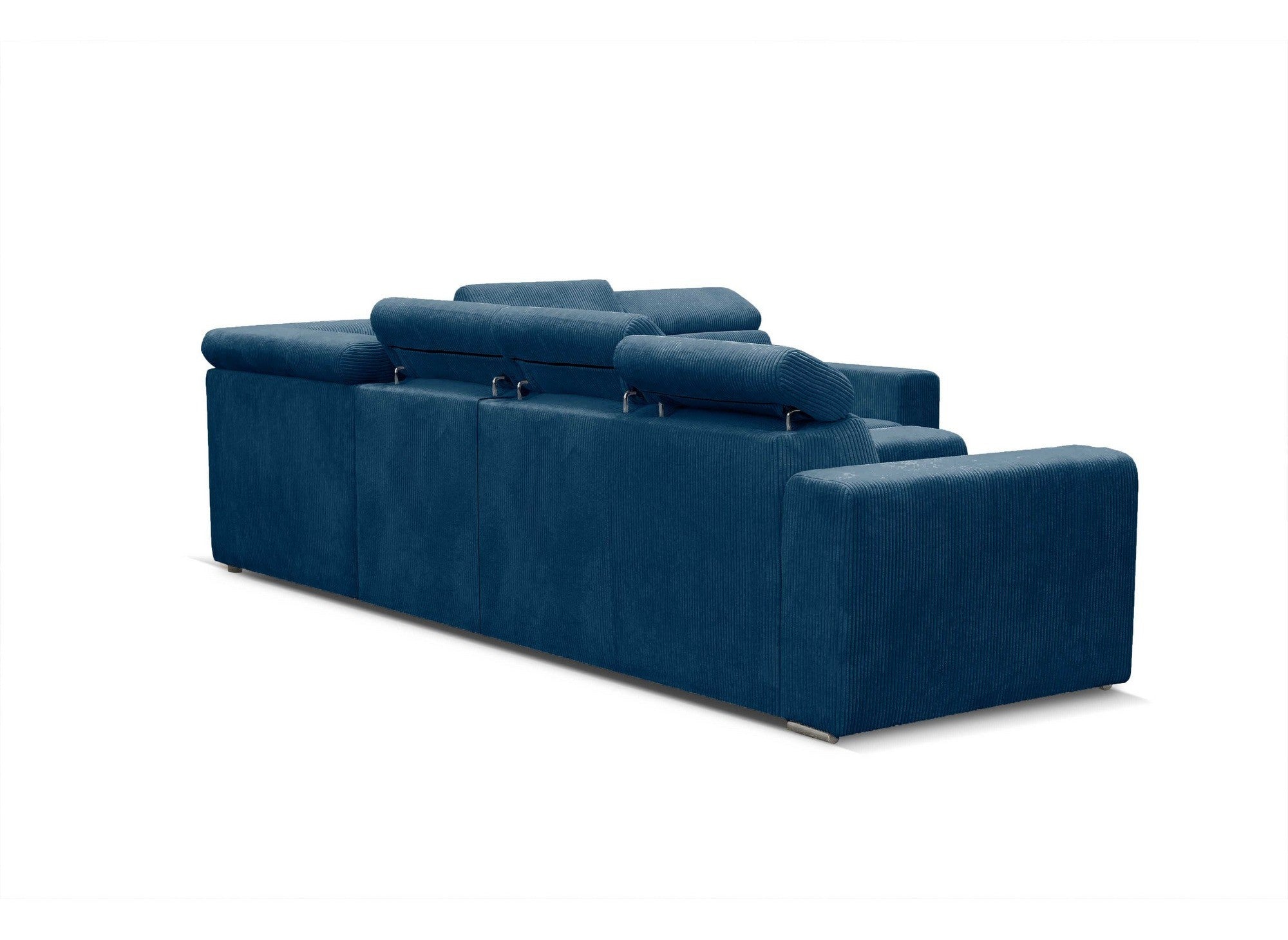 MERYL XL Ecksofa aus blauem Cord, umwandelbar und wendbar