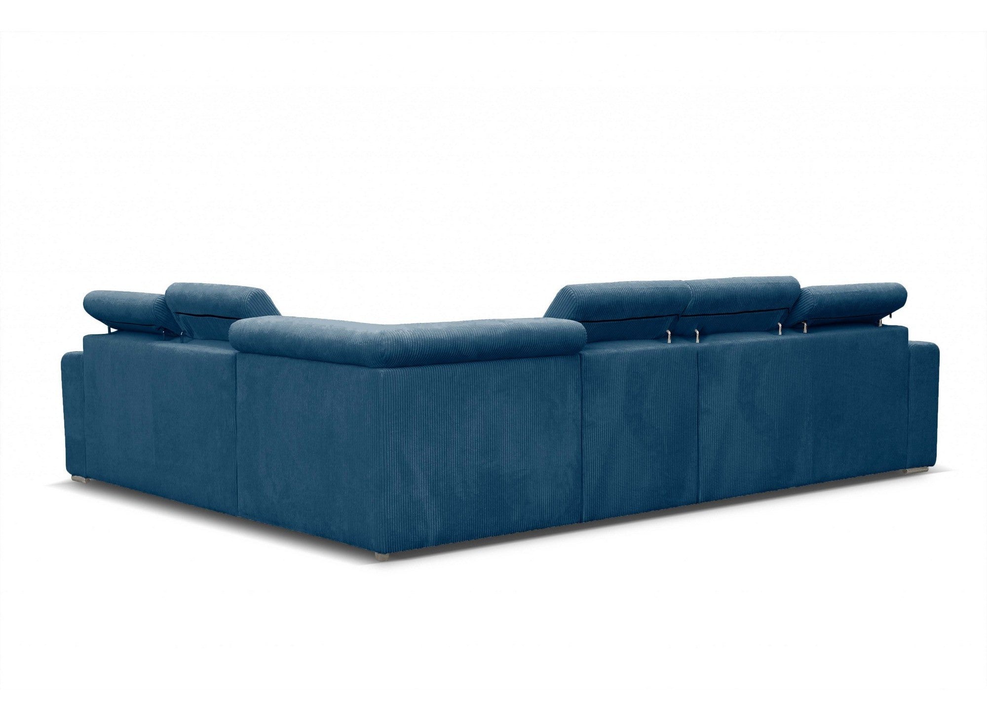 MERYL XL Ecksofa aus blauem Cord, umwandelbar und wendbar