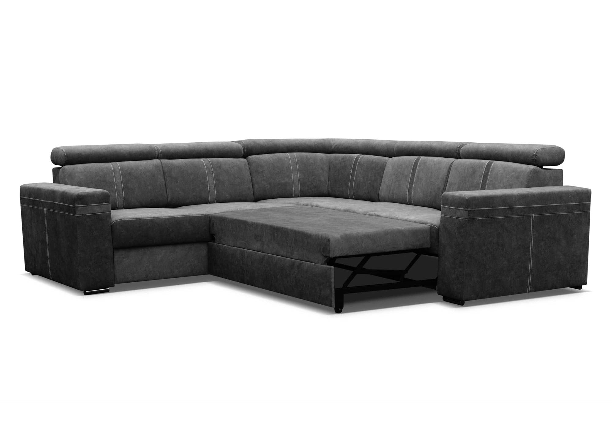 MERYL umwandelbares und wendbares Ecksofa aus dunkelgrauem Stoff