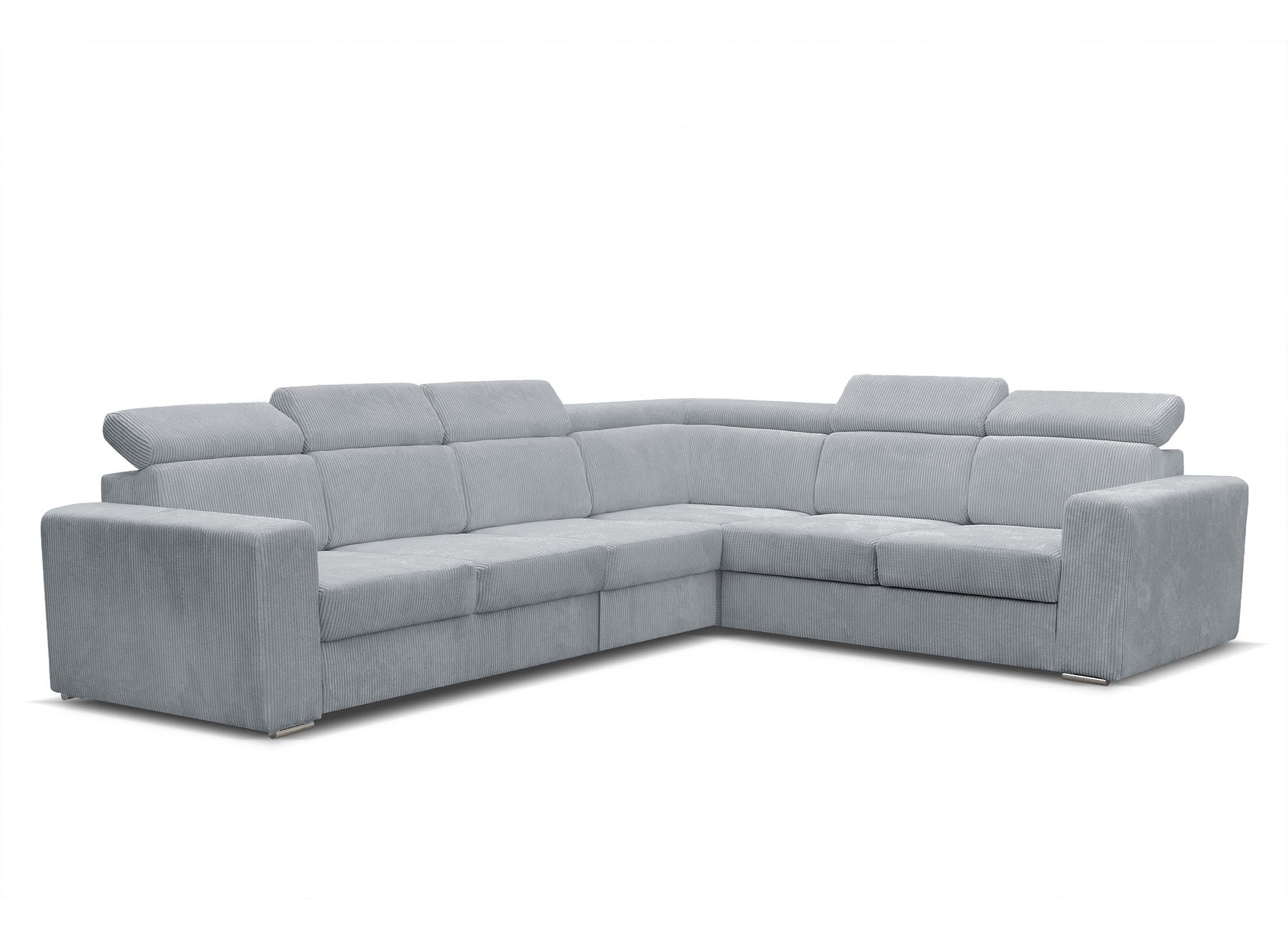 MERYL XL Ecksofa aus hellgrauem Cord, umwandelbar und wendbar