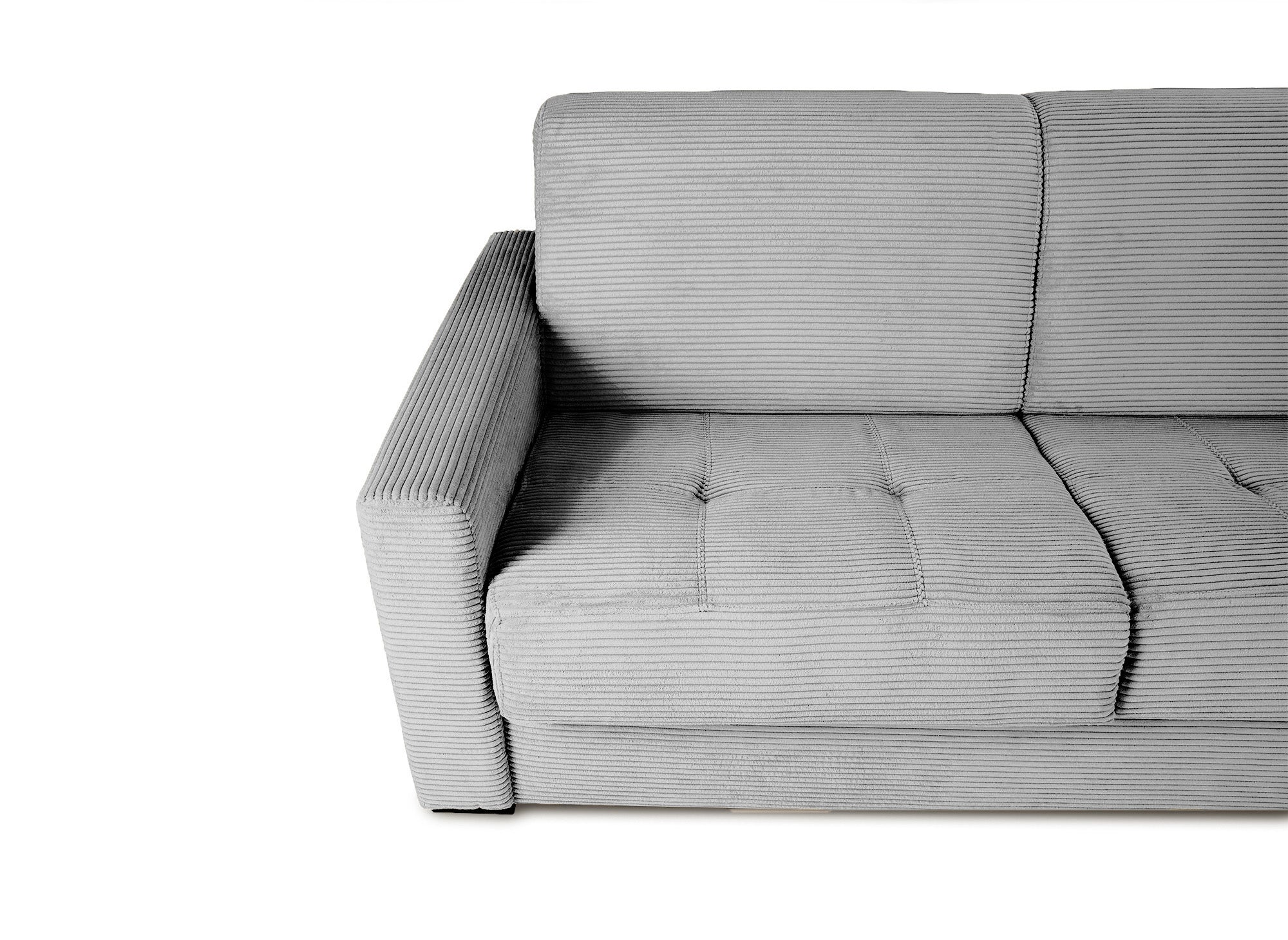 LOUNA 3-Sitzer-Schlafsofa aus hellgrauem Cord mit Expressöffnung