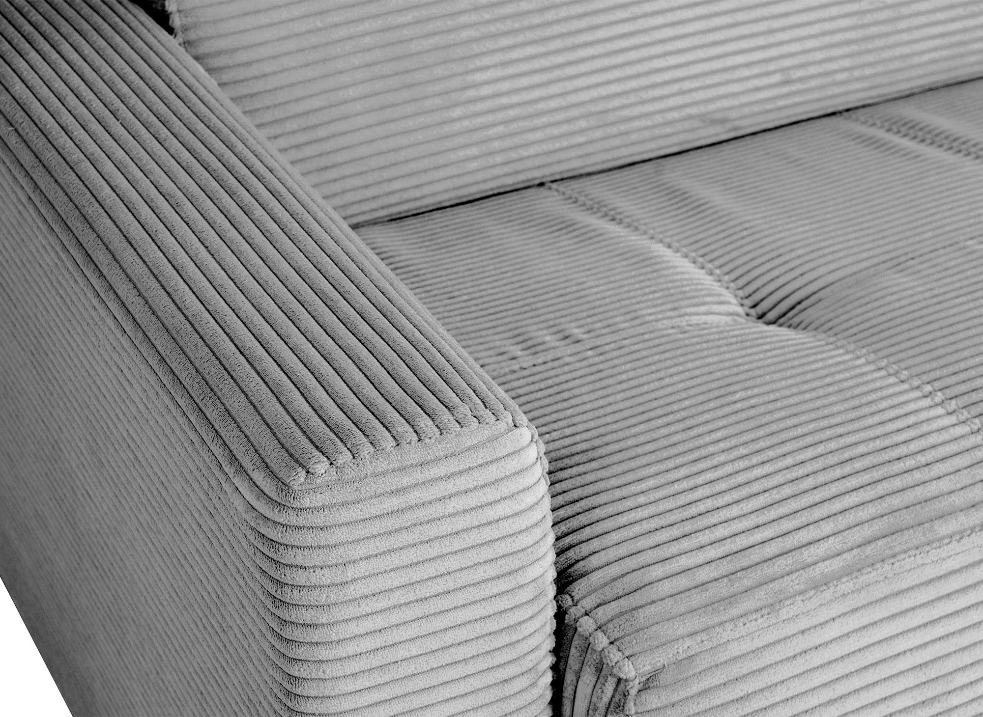 LOUNA 3-Sitzer-Schlafsofa aus hellgrauem Cord mit Expressöffnung