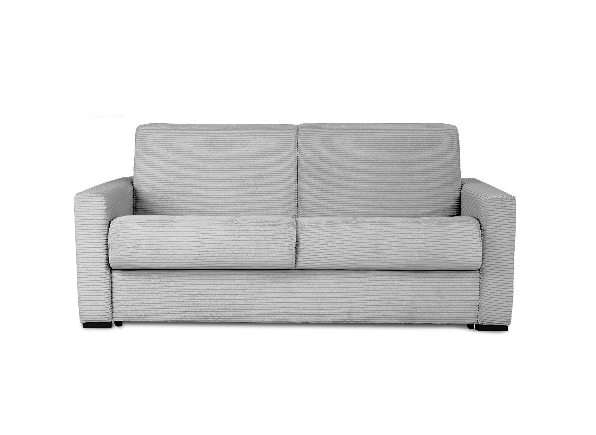 LOUNA 3-Sitzer-Schlafsofa aus hellgrauem Cord mit Expressöffnung