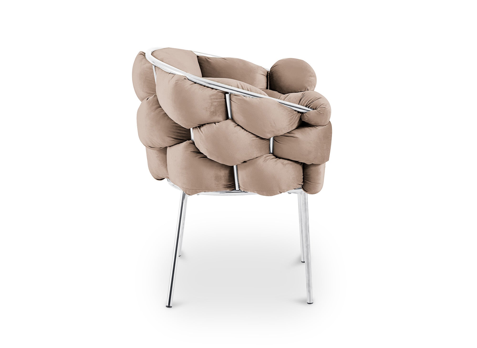 2er-Set beige Samtstühle mit silbernen Metallbeinen CHARLOTTE