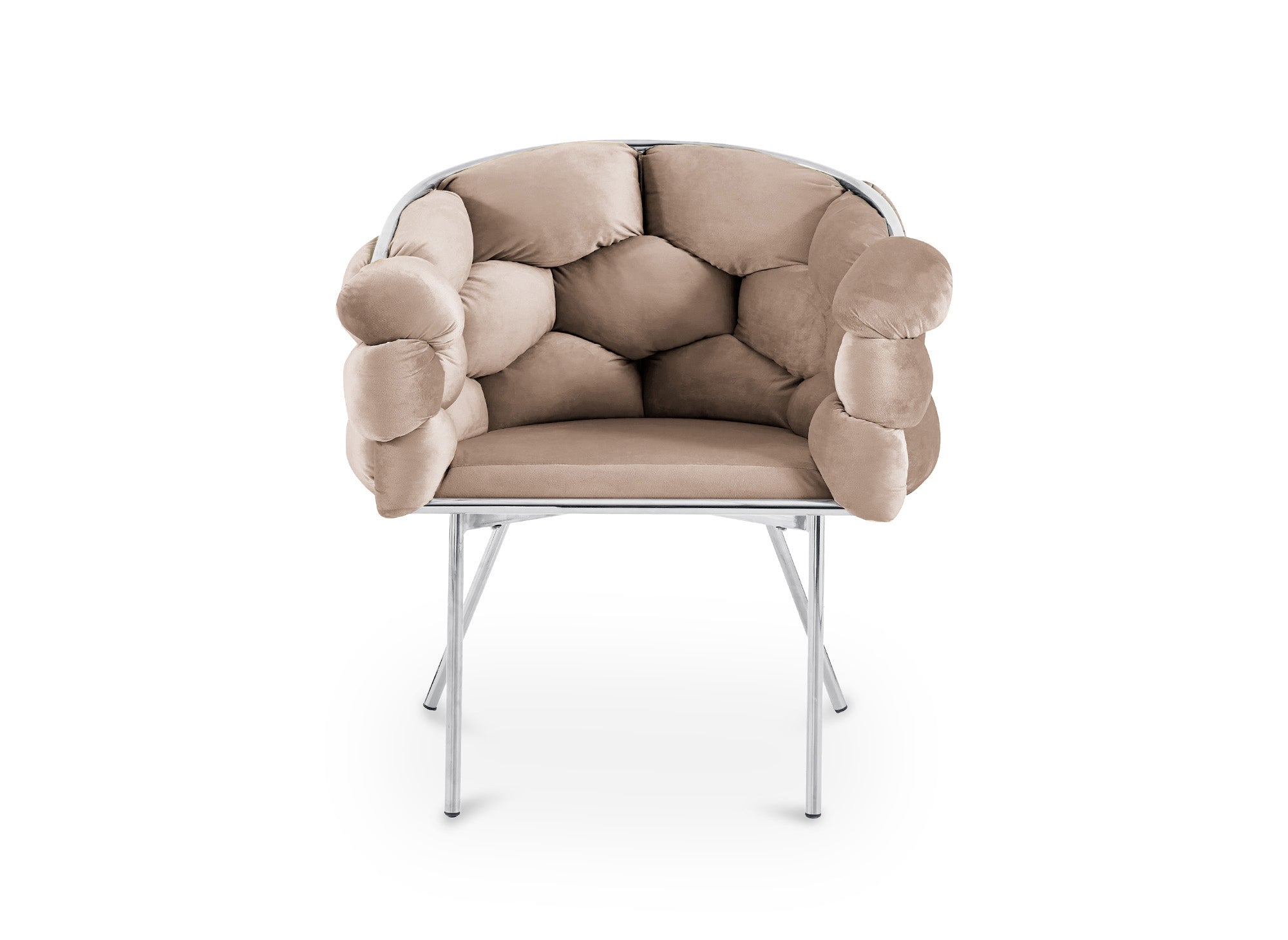 2er-Set beige Samtstühle mit silbernen Metallbeinen CHARLOTTE
