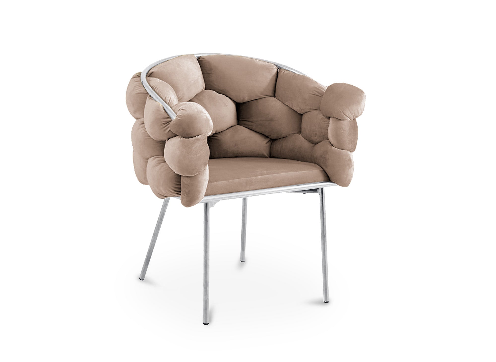 2er-Set beige Samtstühle mit silbernen Metallbeinen CHARLOTTE