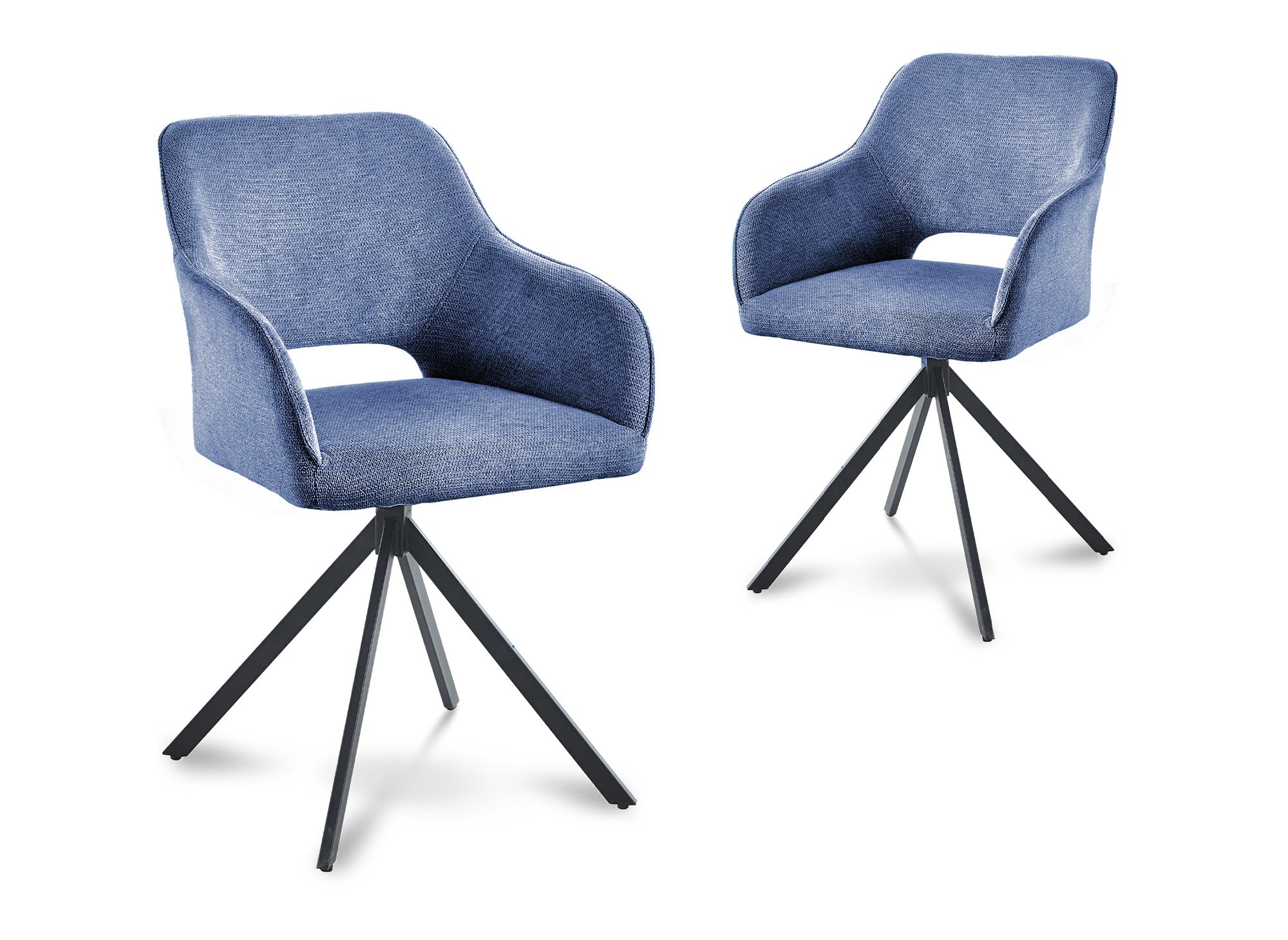2er-Set Designer-Drehstühle aus himmelblauem Samt