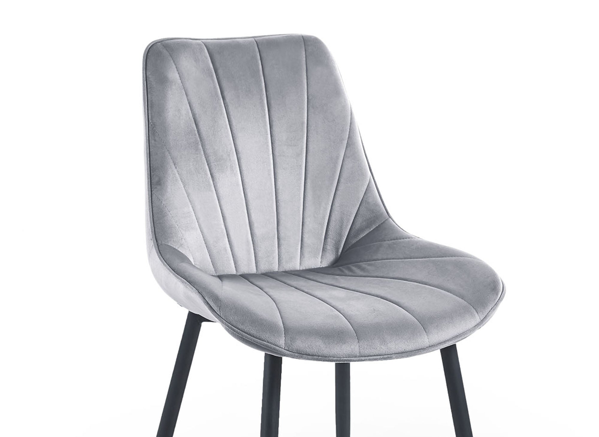 4er Set ELOVA Designerstühle in grauem Samt