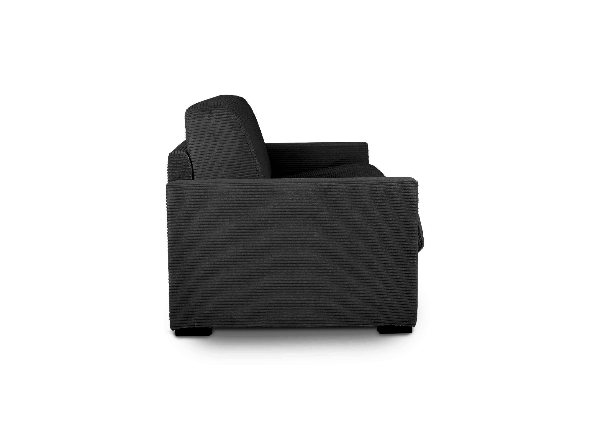 LOUNA 3-Sitzer-Schlafsofa aus dunkelgrauem Cord mit Expressöffnung