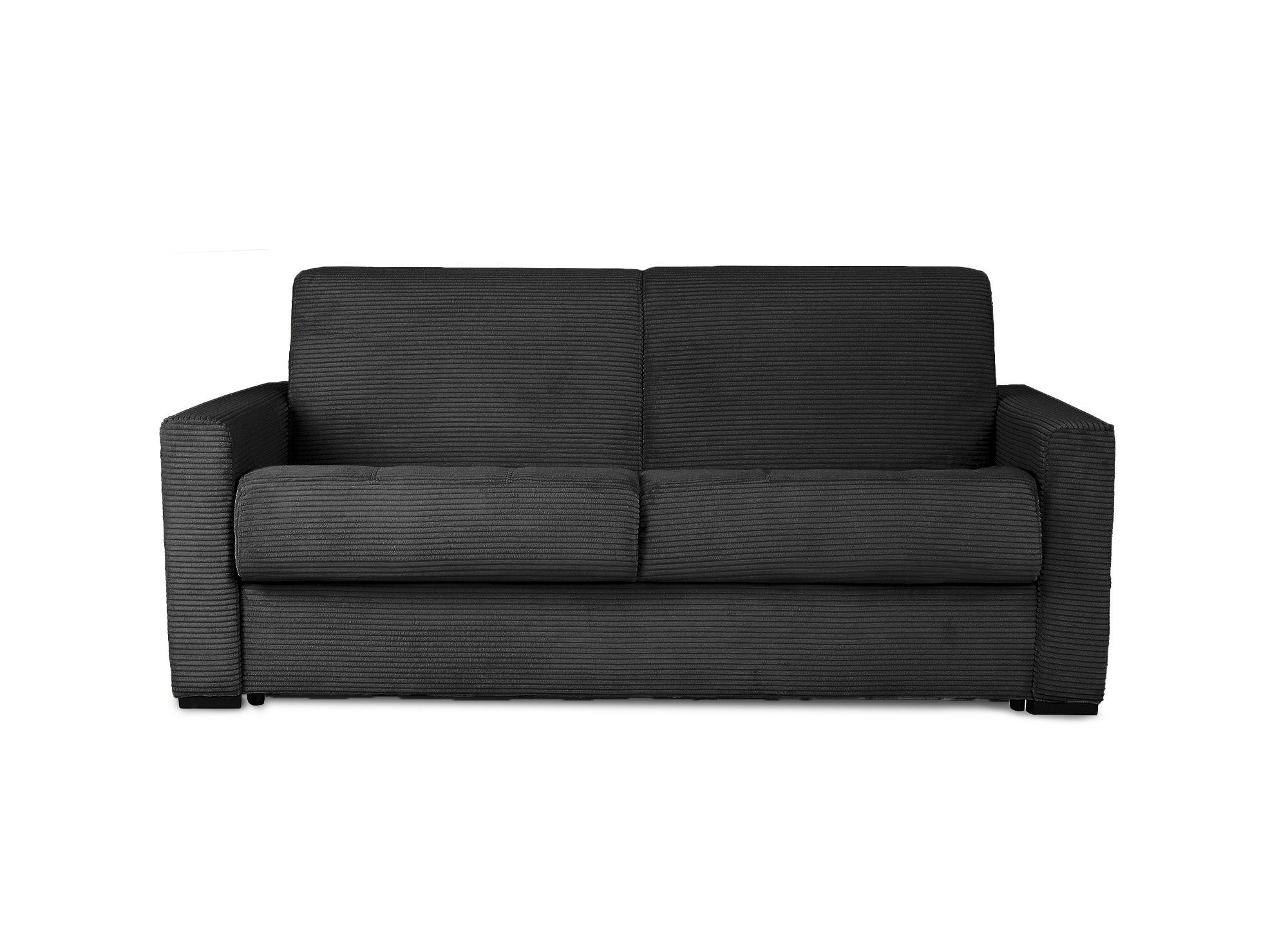 LOUNA 3-Sitzer-Schlafsofa aus dunkelgrauem Cord mit Expressöffnung