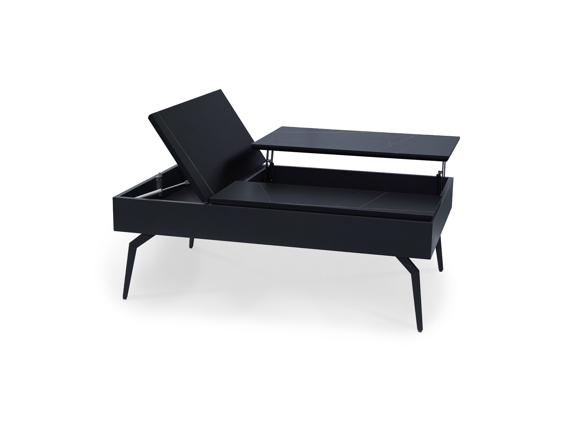Designer-Couchtisch SILVANA mit schwarzer Keramik-Klappplatte