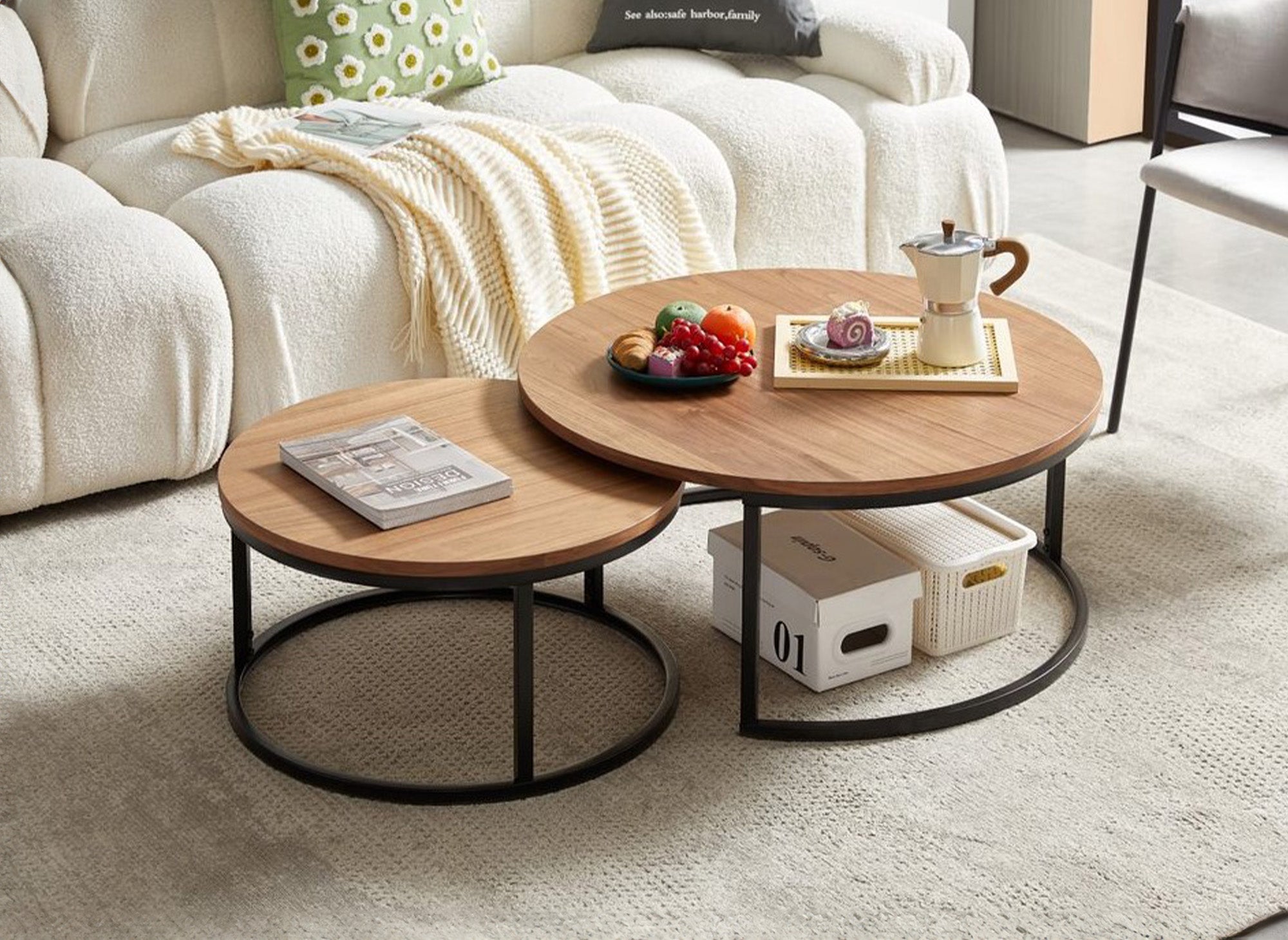 2er-Set runder Designer-Couchtische GEORGIA