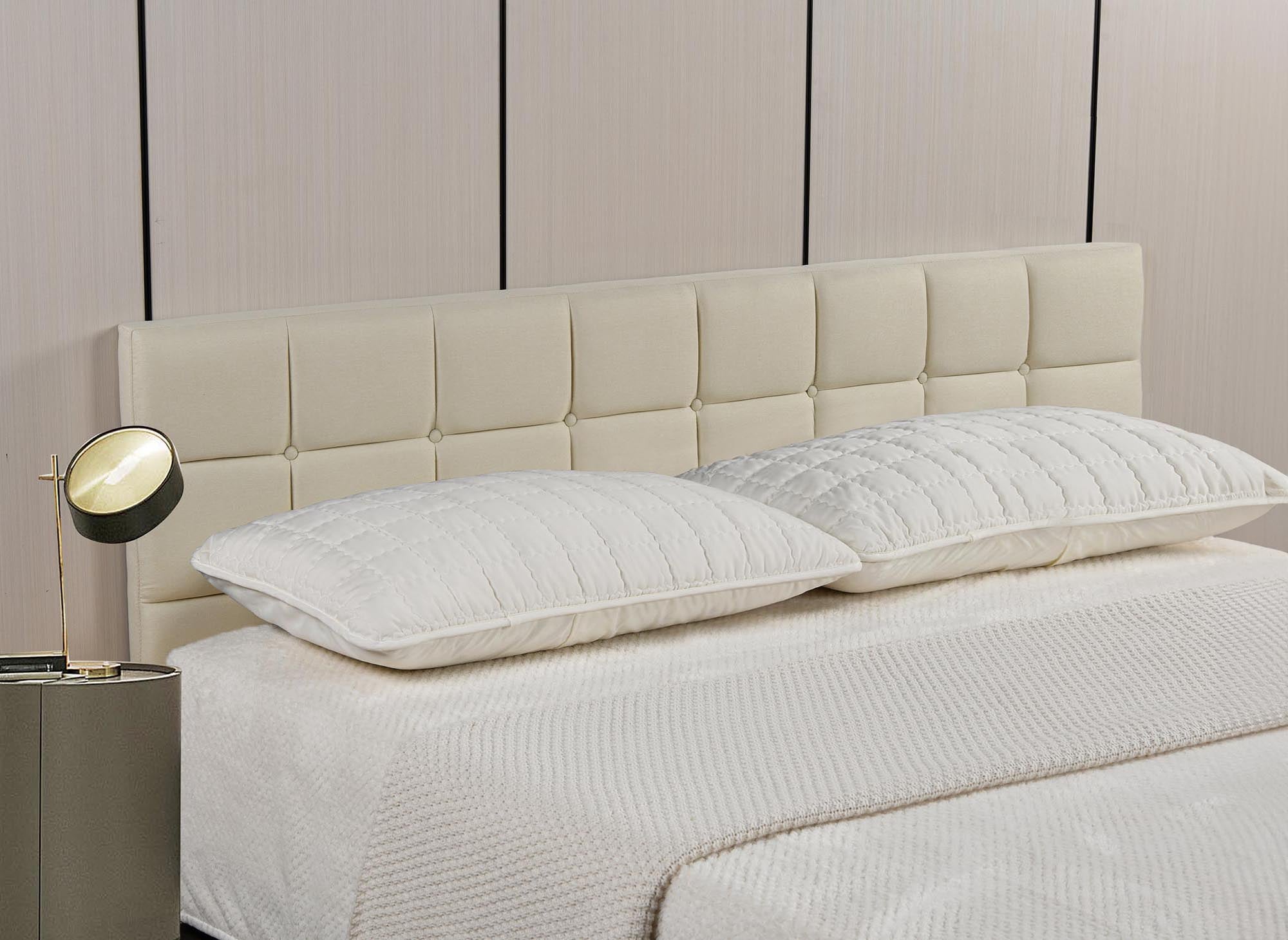 ALVERA Designer-Kopfteil aus beigefarbenem Stoff 180 cm