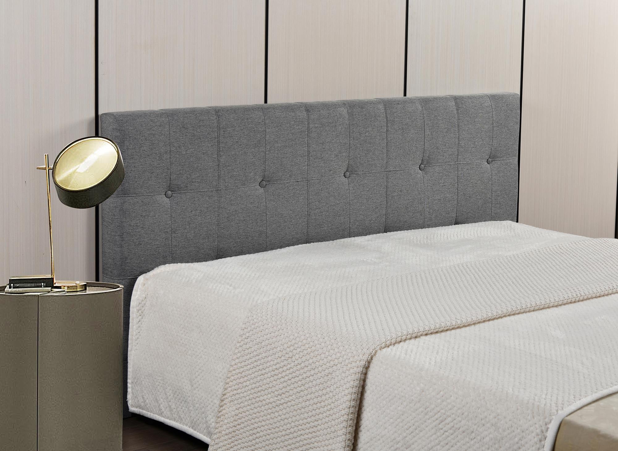 DOMICE 180 cm graues, stoffgepolstertes Kopfteil
