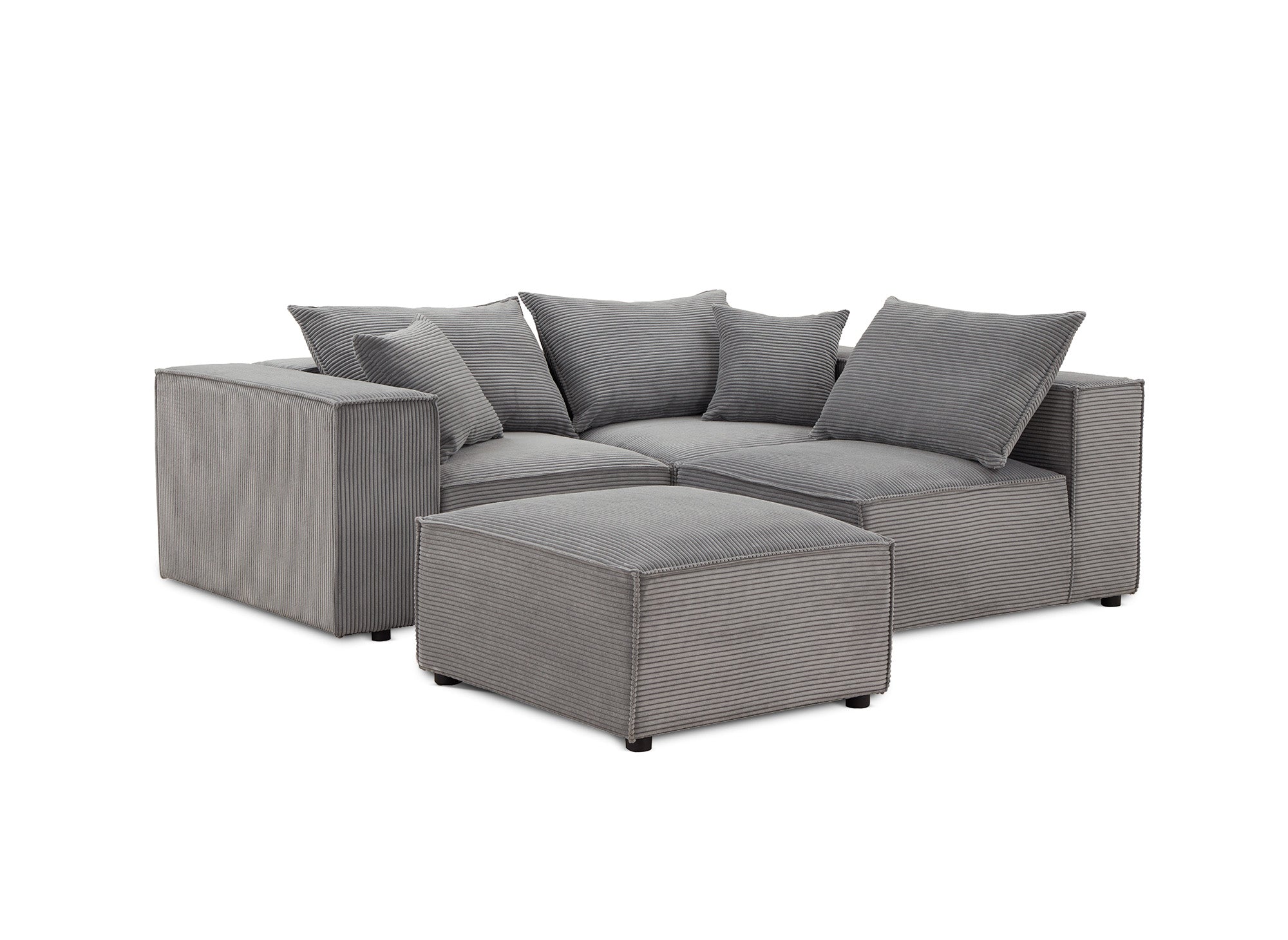 HARLEM Ecksofa aus dickem grauem Cord