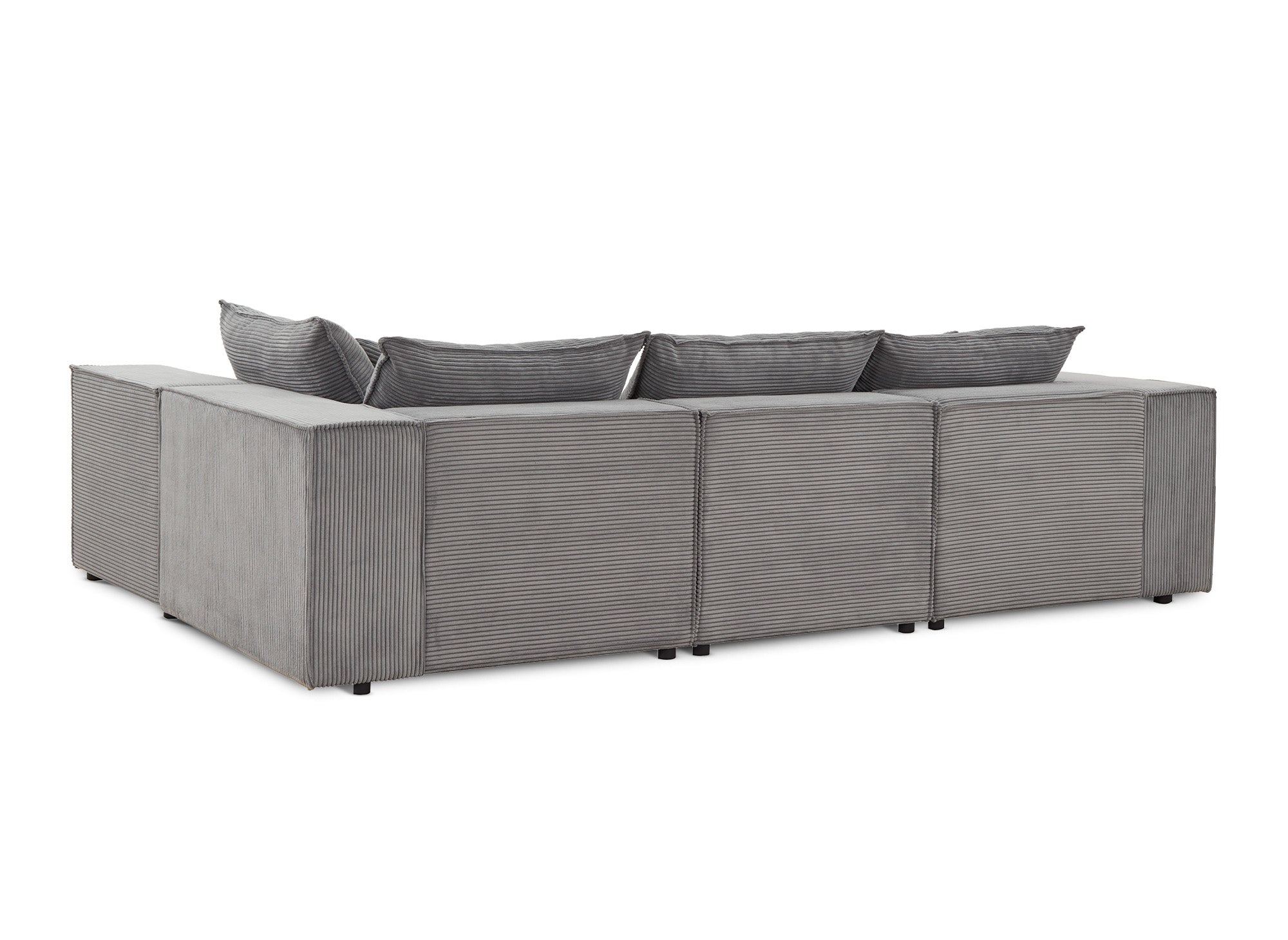 HARLEM XL modulares Ecksofa mit 1 Pouf aus dickem grauem Cord